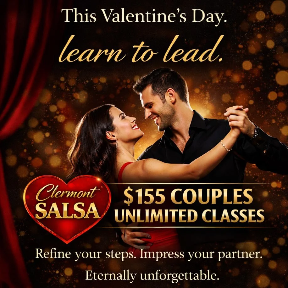 Every lady loves to be asked to dance&hellip; Why not make it unforgettable?
Join 1 month of unlimited salsa &amp; ballroom classes for just $155 at Clermont Salsa!
Learn to lead with confidence, impress on the dance floor, and make her feel special.