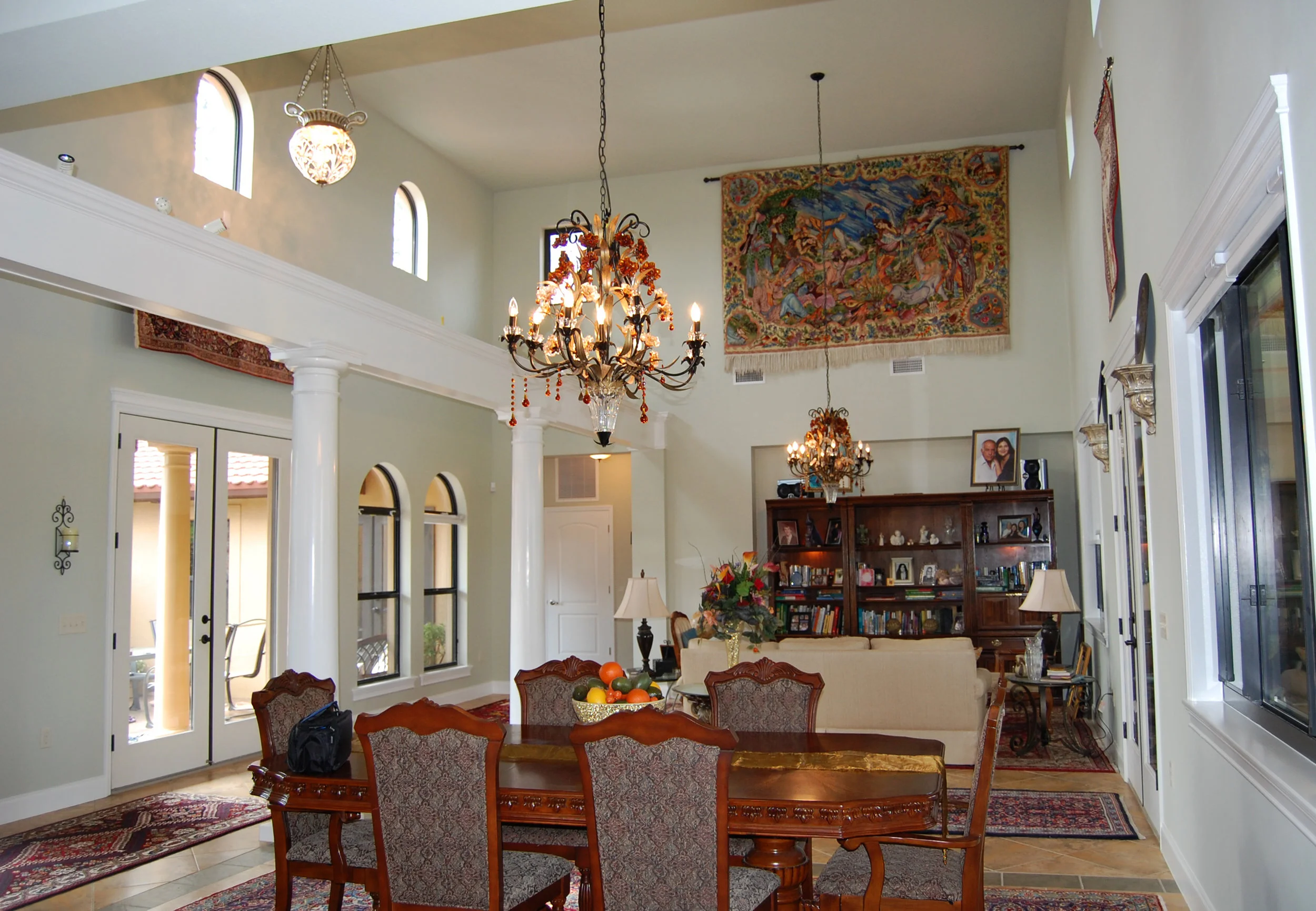  Home was designed to display Persian carpet collection of owner. Photo 2010. 