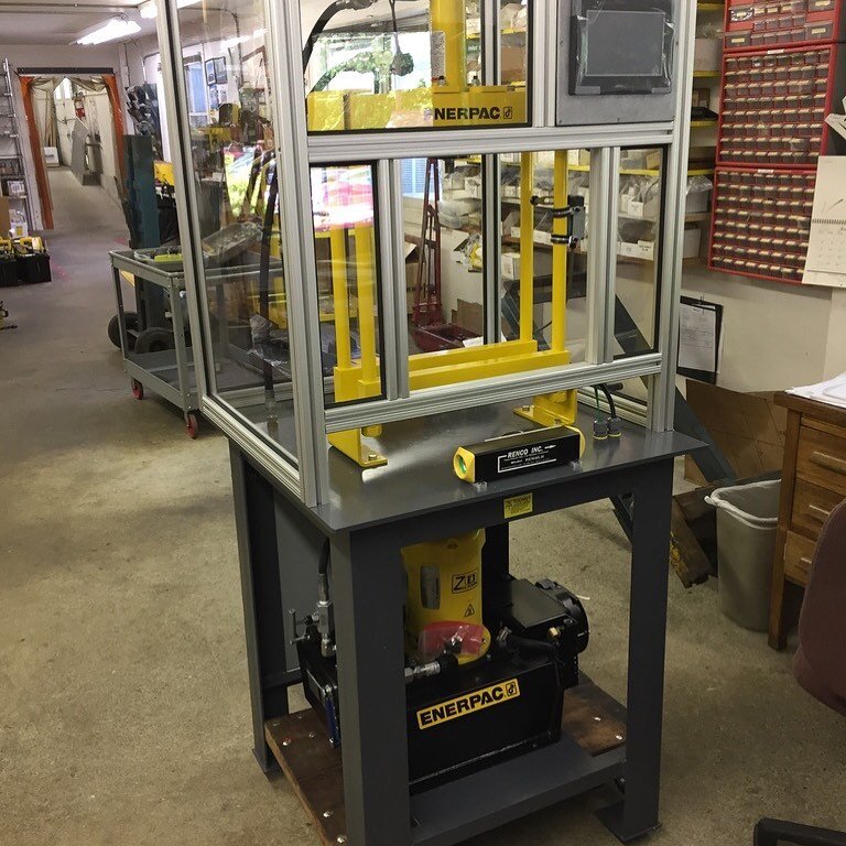 If safety is your priority, we can build a two hand tie down hydraulic press system.