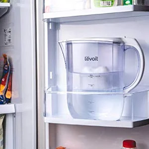 Space-Saving Design Easily store your Levoit pitcher in the refrigerator. Its slim profile helps it fit easily between food items, or on one of the shelves.