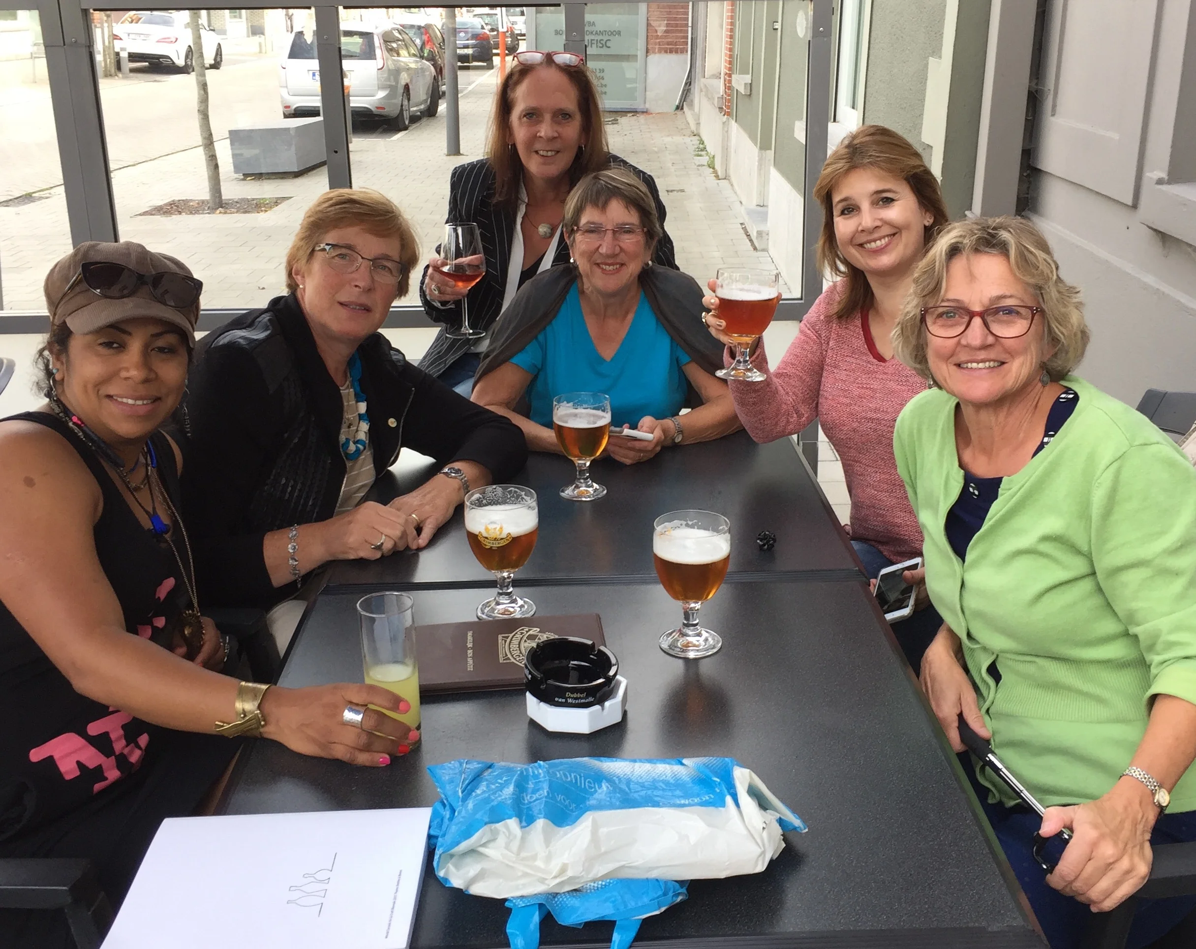 Dinner with Yvetti van den Berg from Netherlands, Martina Dielen from Netherlands, Yocelyne Blanchard from Canada, Karen Loader from South Africa and Monique Braune from Canada.
