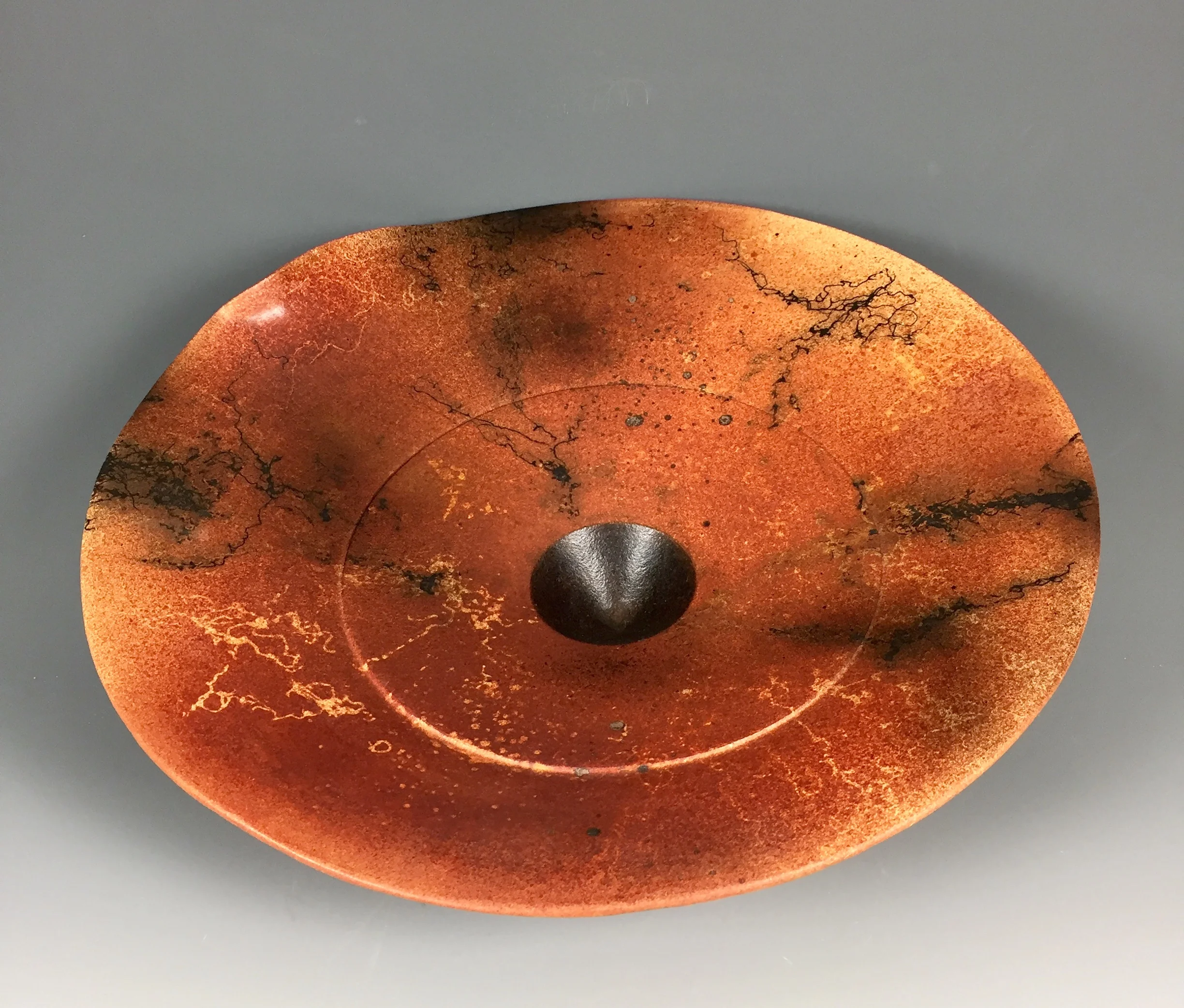 Double Horsehair burnt "Black Hole" Plate.