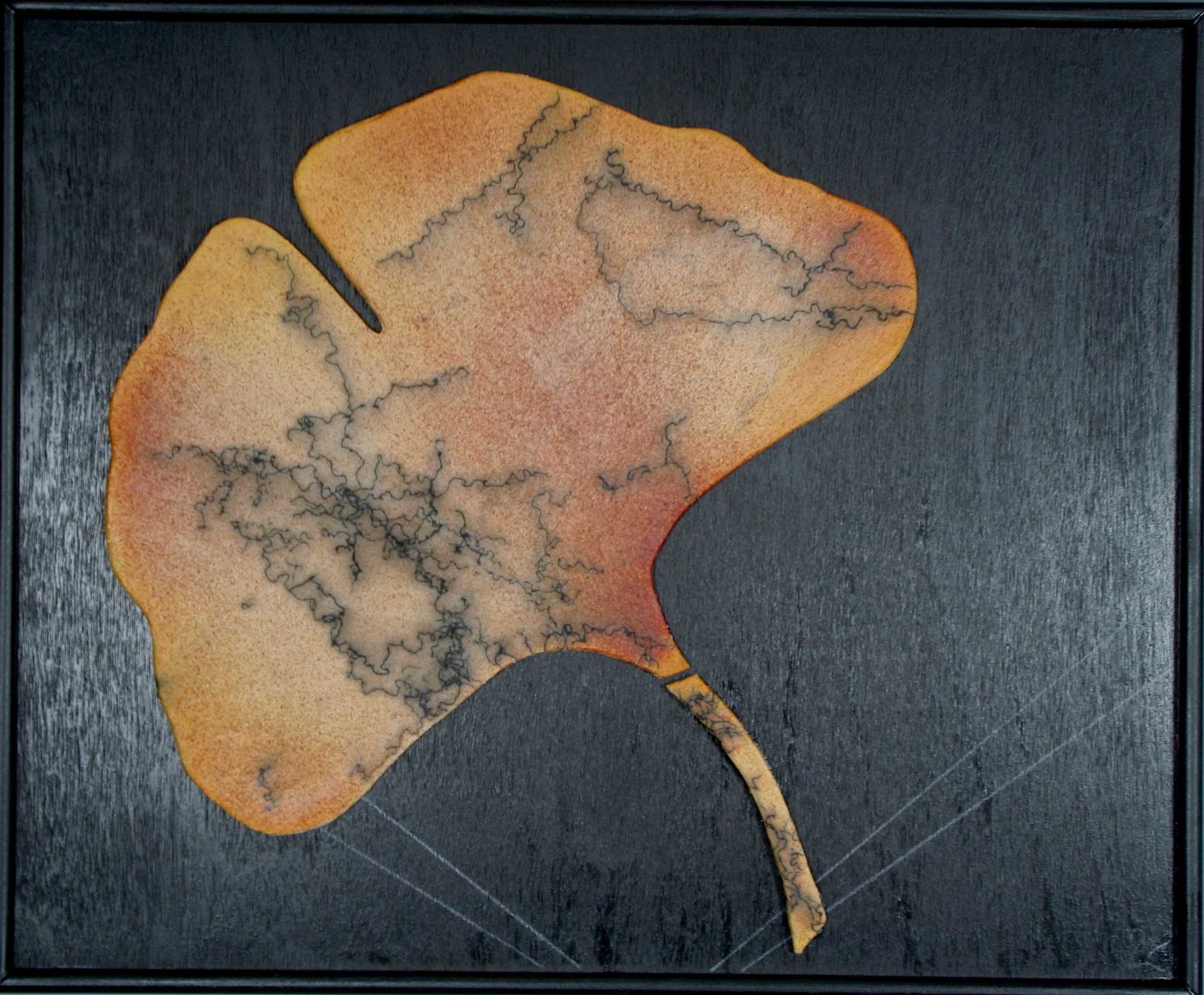 Raku Horsehair Fumed "Gingko 8"