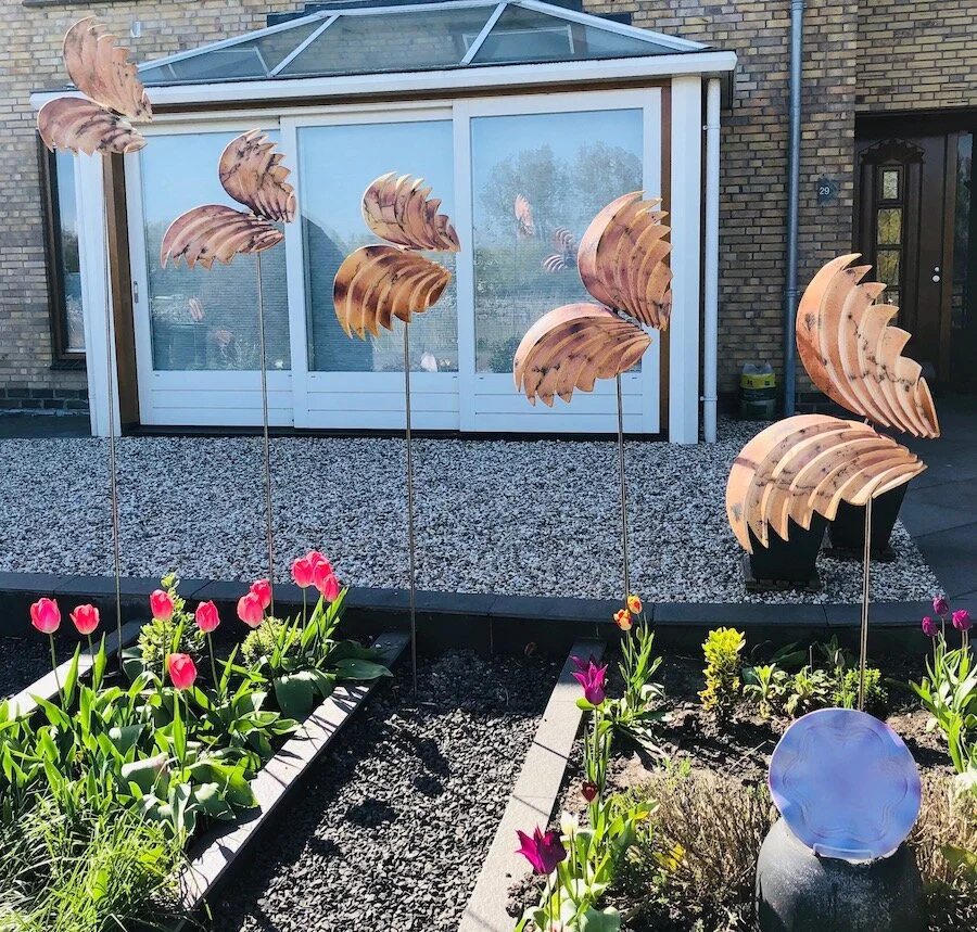 Horsehair Raku "Spread your Wings" Installation in my frontyard
