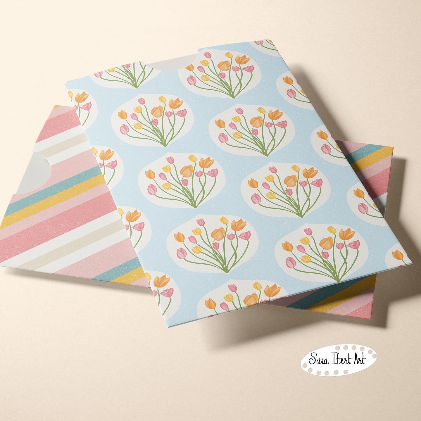 Two of my recent spring-like designs mocked up on gift card sleeves. These could be used for all kinds of occasions!