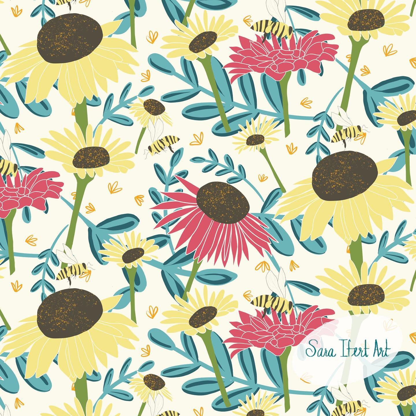 My bees &amp; flowers inspired design I just submitted for the @blueprintshows and @makeitindesign competition! How could I NOT participate in a design competition focused on raising awareness about our pollinators?? 🐝 🌺