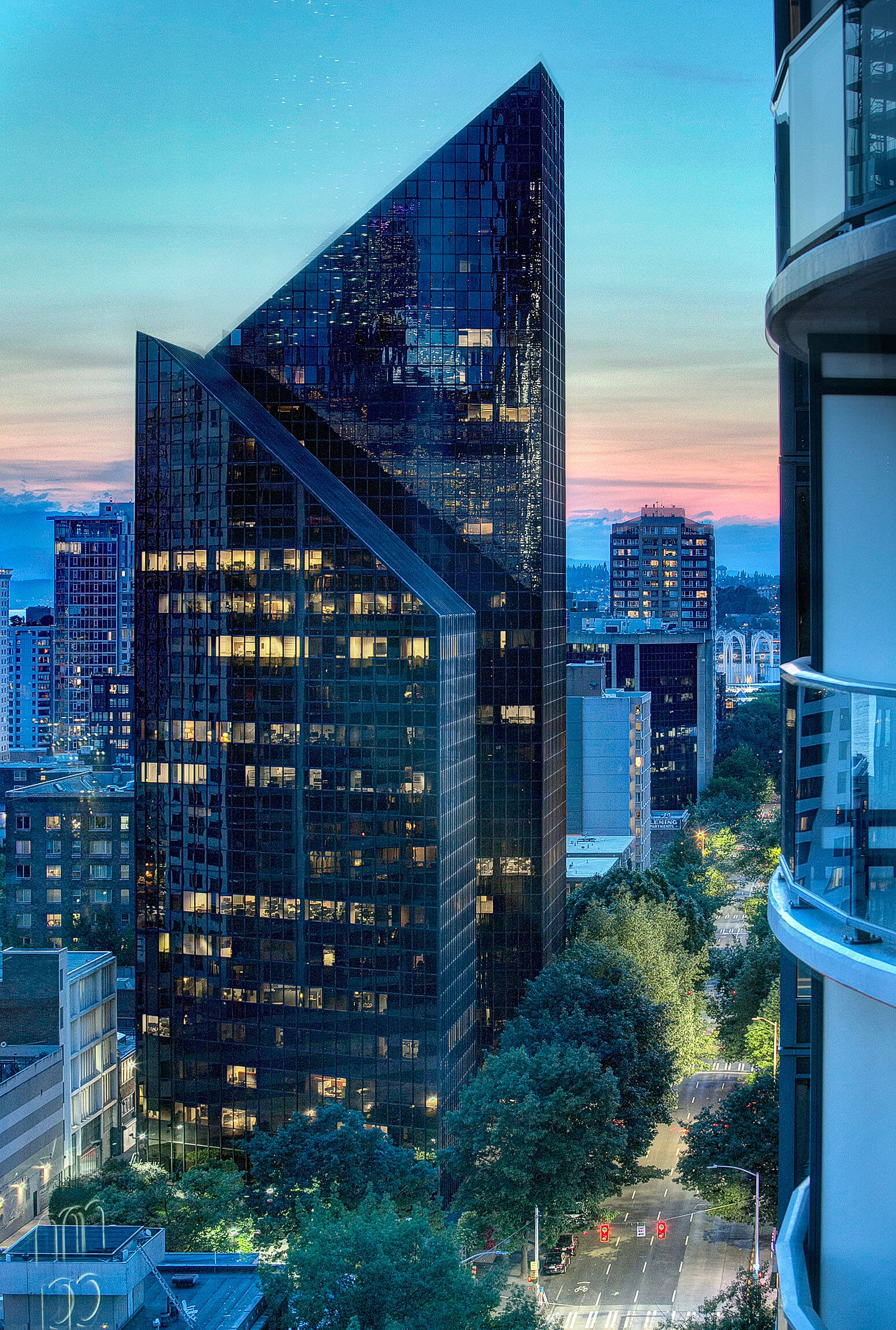Escala-Luxury-Condo-For-Sale-Downtown-Seattle-Building-Views-Dusk.jpg