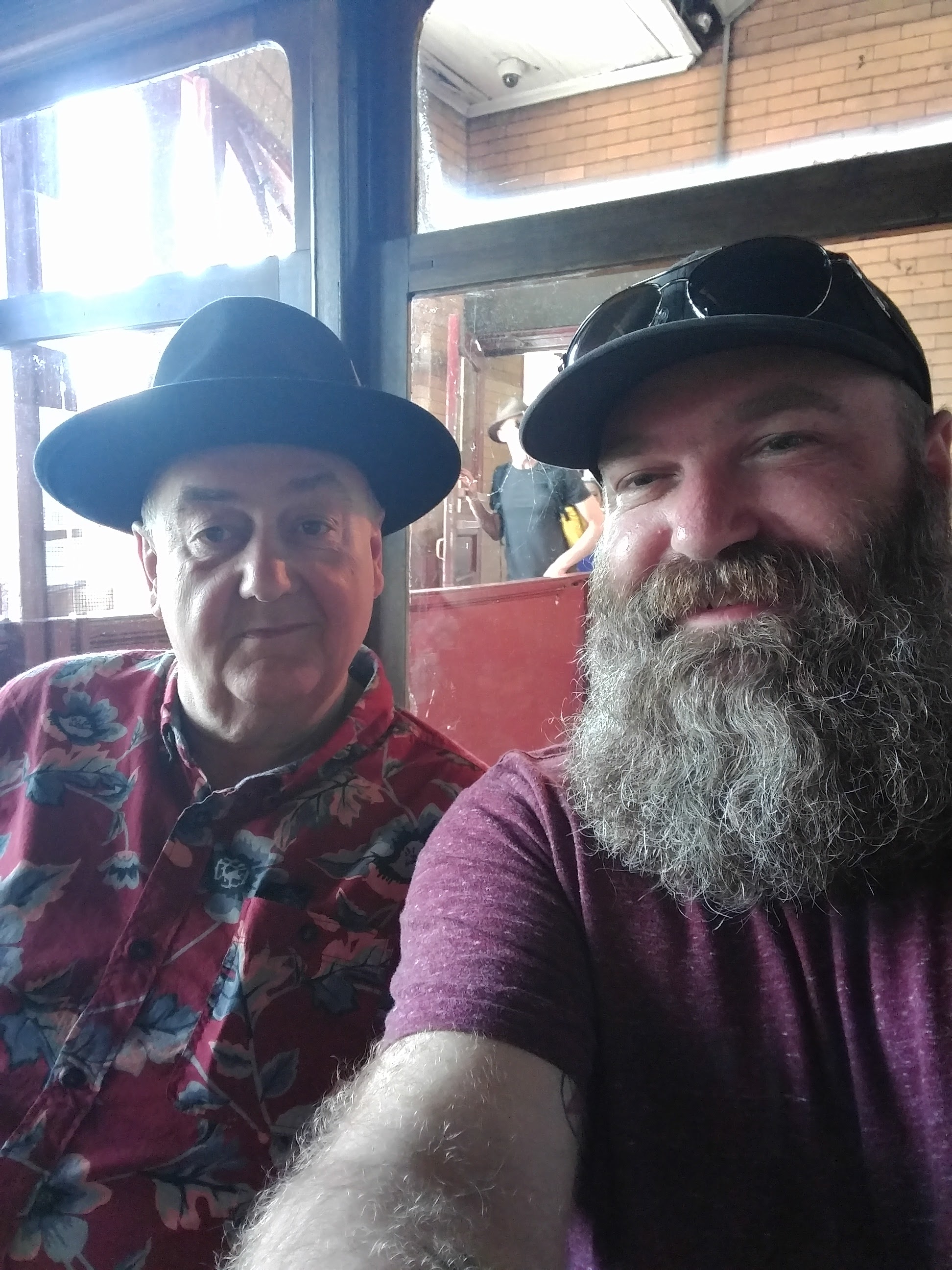 Bob and I heading up the Duquesne incline. Nicky was nursing a well-earned hangover.