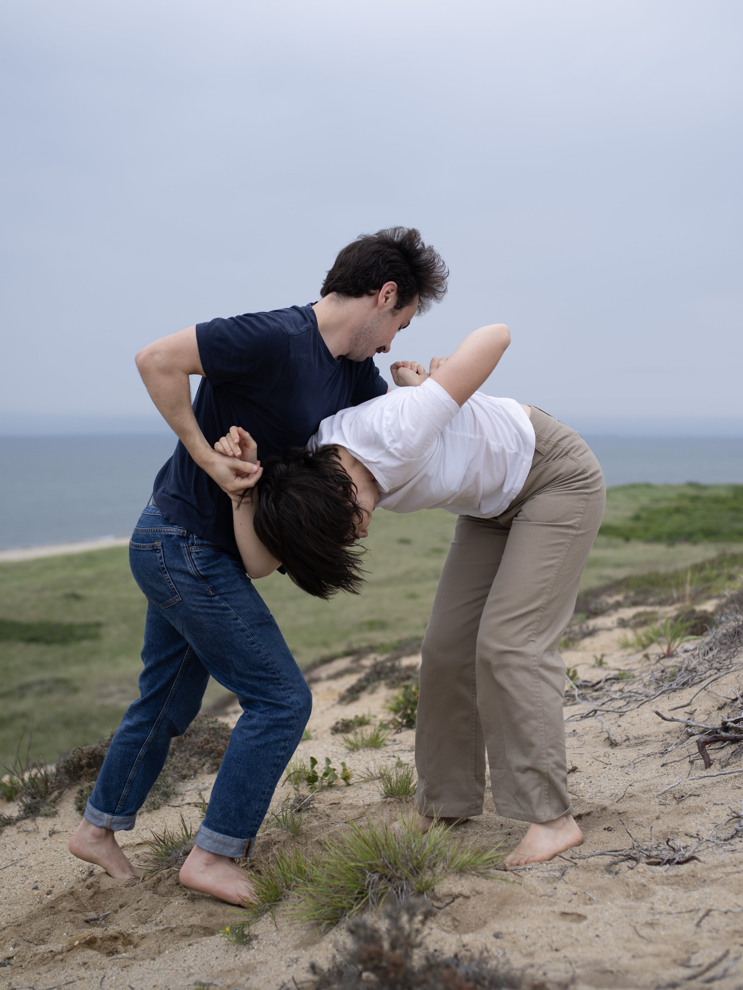 Douglas and me wrestling in the dunes