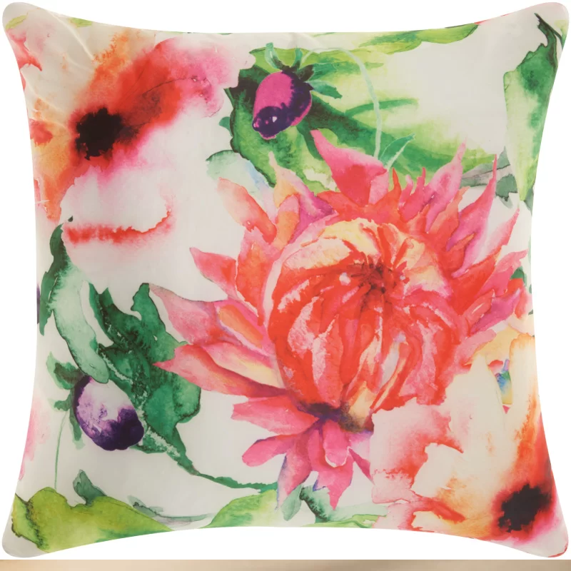Floral Watercolor Outdoor Pillow