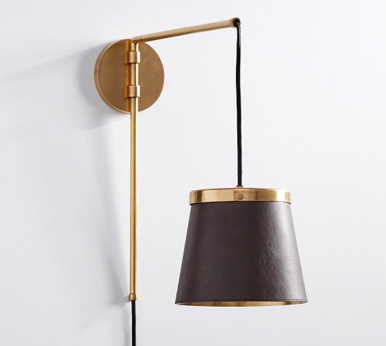 Pottery Barn Leather and Brass Sconce