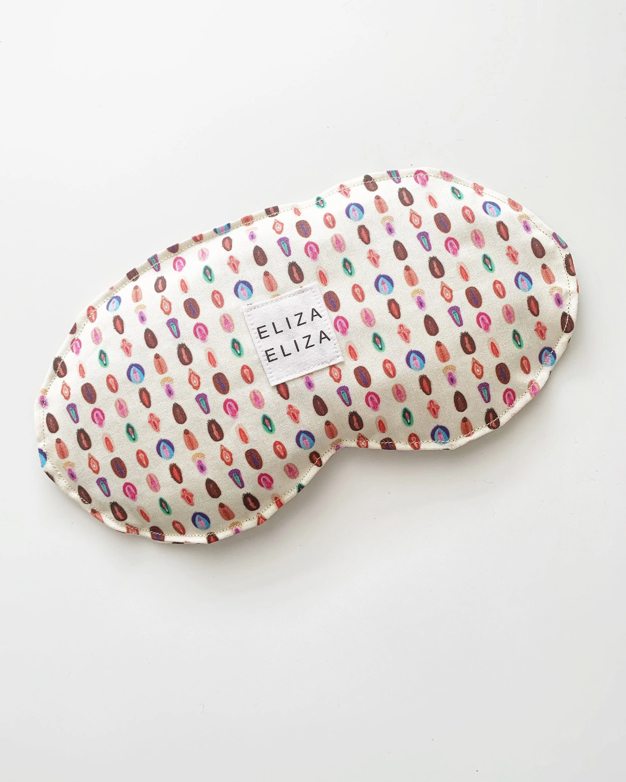 small vulva organic lavender flaxseed cotton V Collection eye pillow on white backgroud