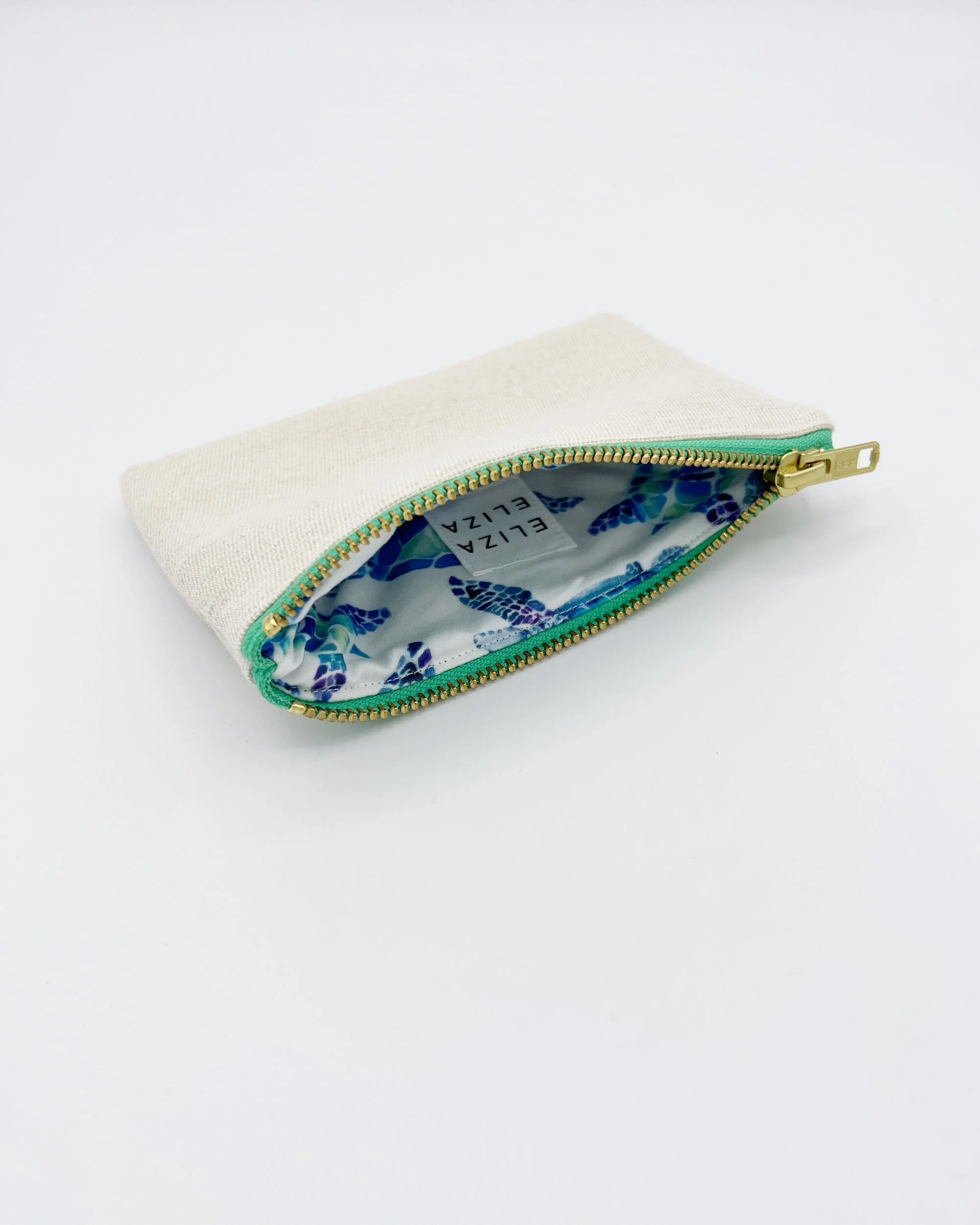 Open turtle collection organic hemp cotton purse