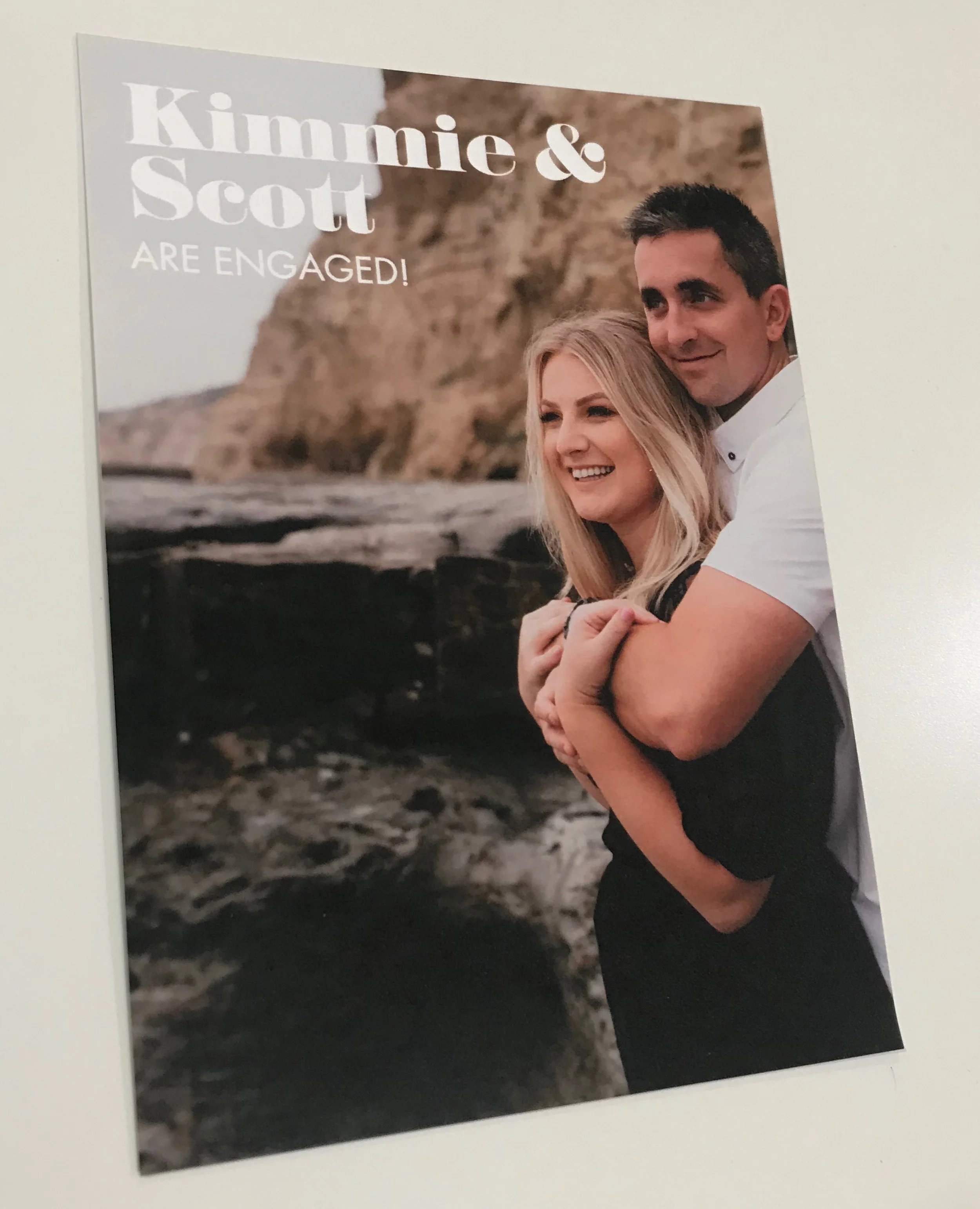 Our invitations were really simple, with all the details on the back. RECOMMENDATION: Consider registering for your engagement party and add a link to your invite! (Or have your wedding site already set-up).