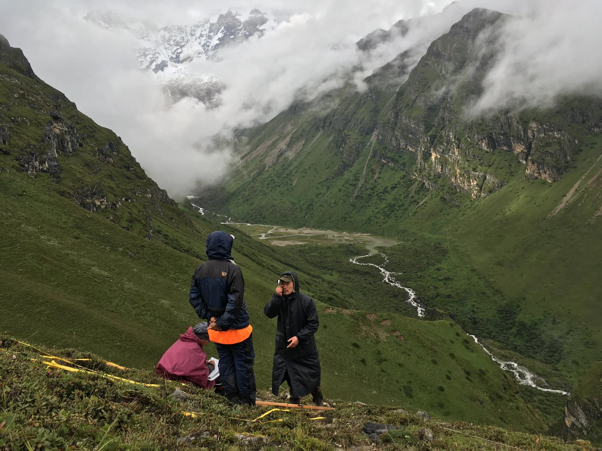 Kezang, Sampa, Nima measuring slope