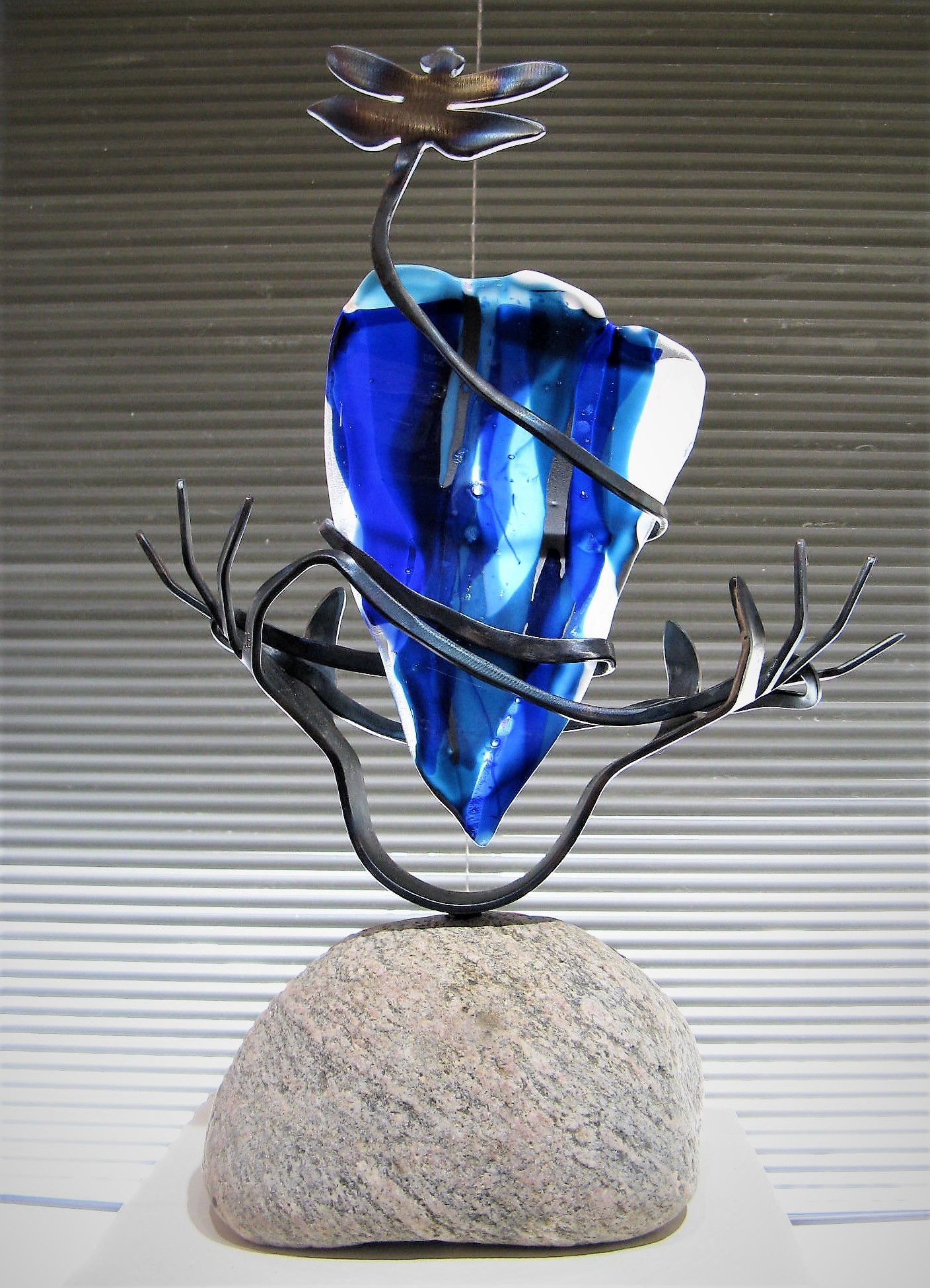  "Living Water Series" - steel, stained glass, stone - by Sara Balbin 