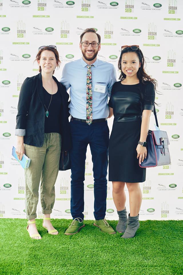 Tierra, the author, stands with her coworkers at an event sponsored by her internship host.