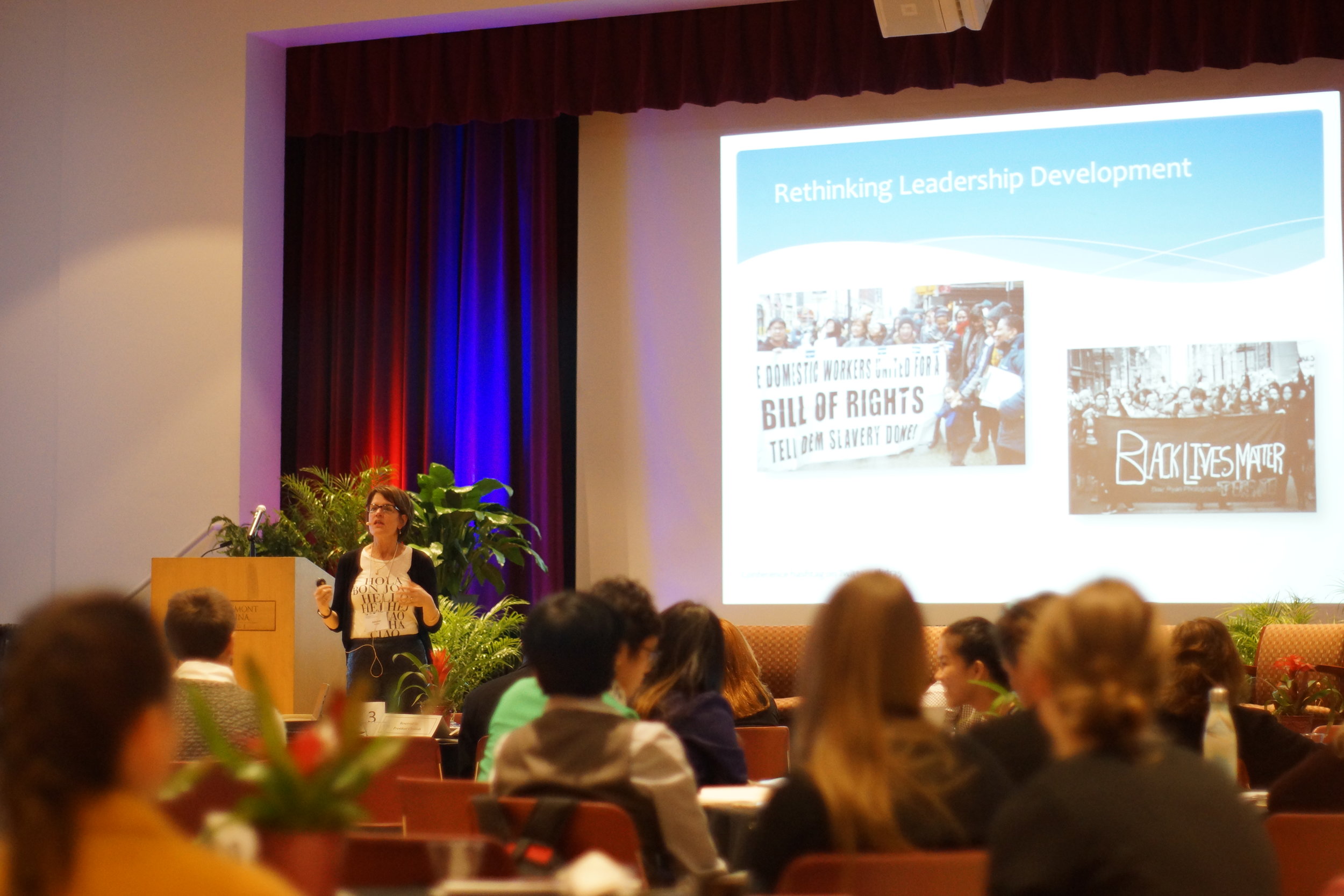 Deborah Meehan gives presentation during the Kravis De-Roulet annual conference.