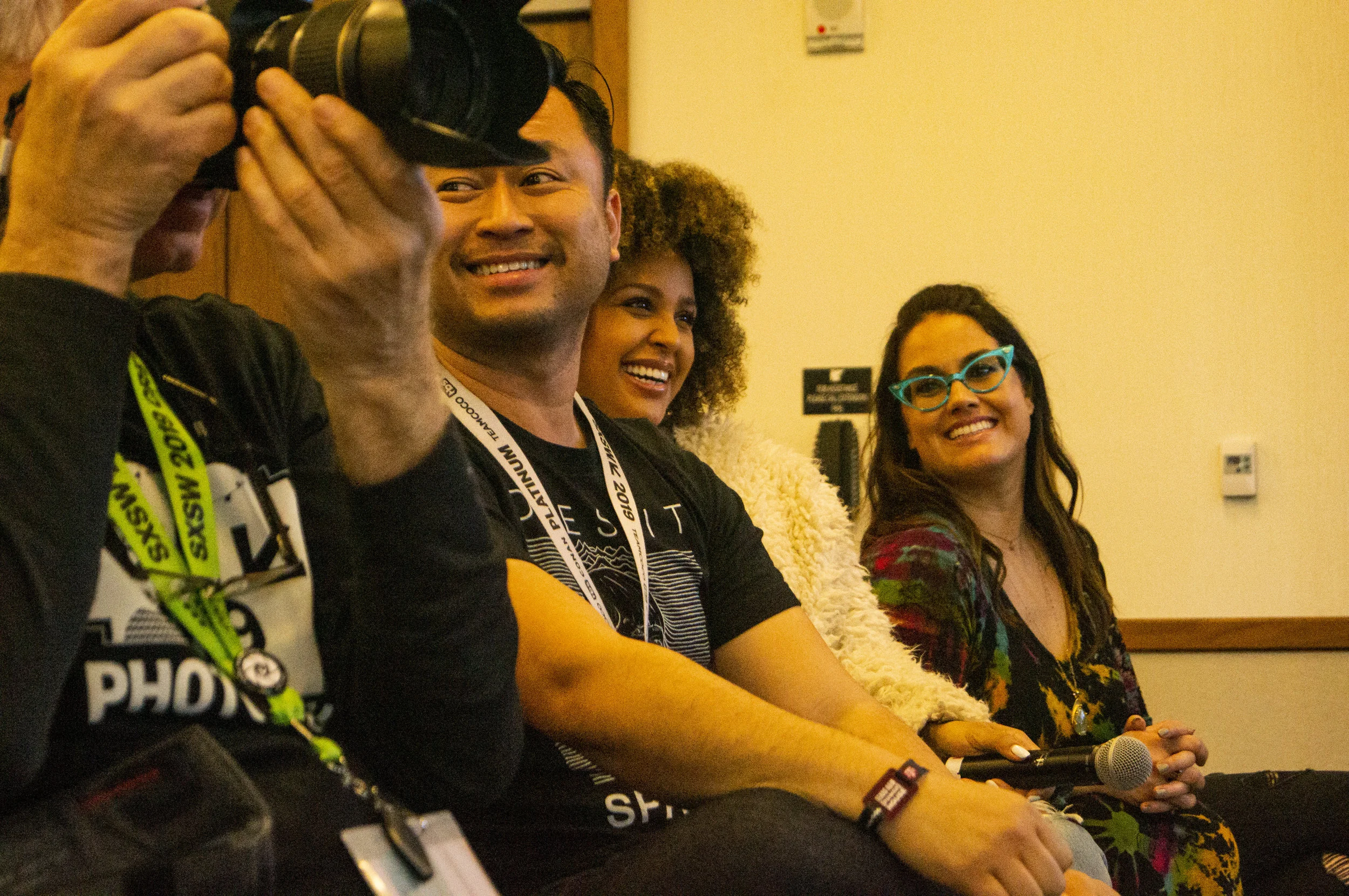 Audience members, including Hayley Marie Norman and Santina Muha.