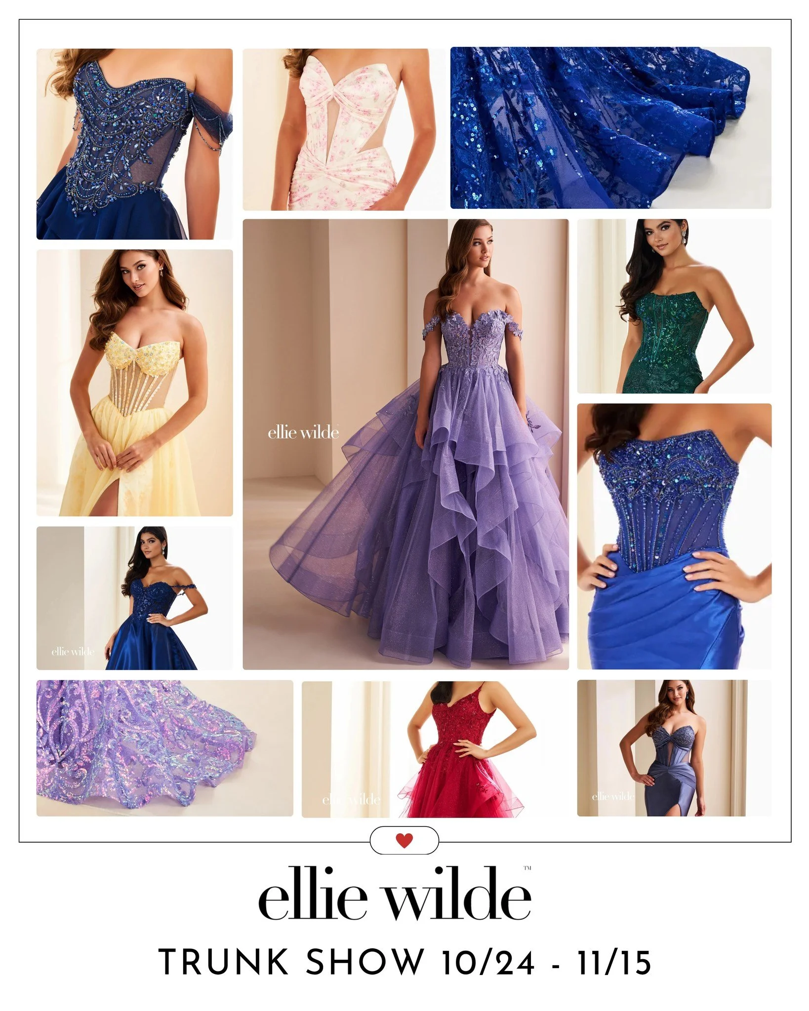 ✨ Ellie Wilde TRUNK SHOW ✨
(version fran&ccedil;aise plus basse)
...
Starting NOW until Saturday November 15 only, we will be hosting an Ellie Wilde Trunk Show with all the newest Prom 2026 top trends!!! 🥳 Come and see new dresses that will only be 