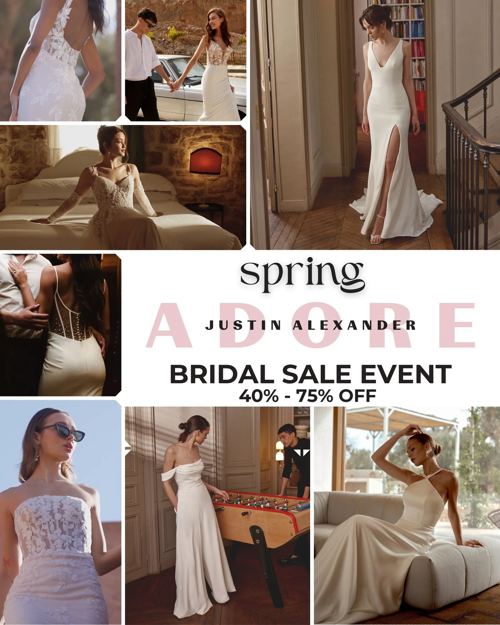 💍🌸👗 Ilise Boutique Annual Spring Bridal Sample Sale/ Le Solde Annuel du Printemps des Mari&eacute;es d'Ilise Boutique 💍🌸👗
(Version fran&ccedil;aise plus basse)

Here are some of our favorite Adore by Justin Alexander dresses that will be on sal