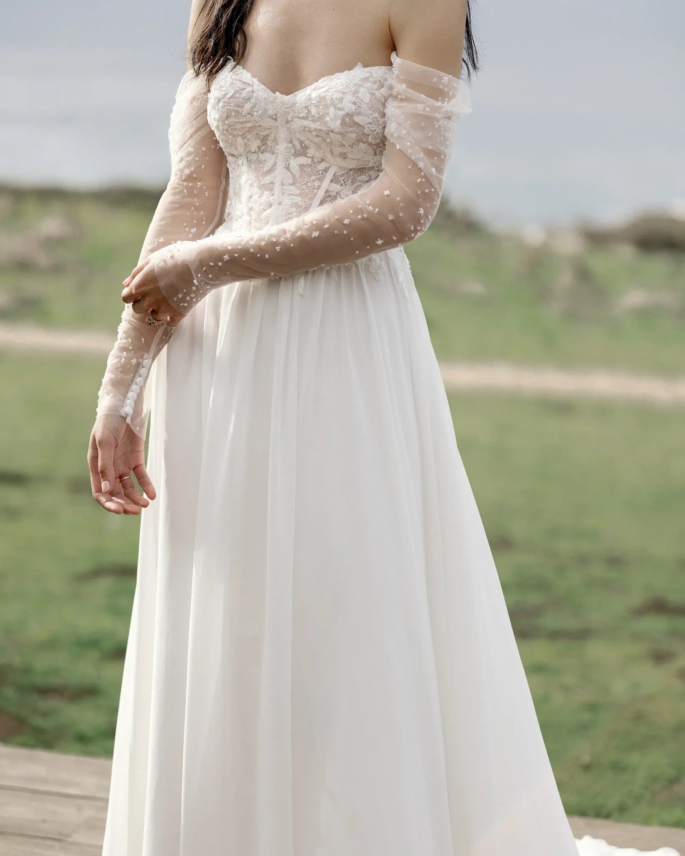 A U R E L I A  by Adore Justin Alexander!!! 🤍🤍🤍
...
Meet Aurelia, our bestselling affordable flowy chiffon dress!!! She is available with or without the detachable sleeves. Also available with a front lined bodice for more modesty and coverage. 🥰