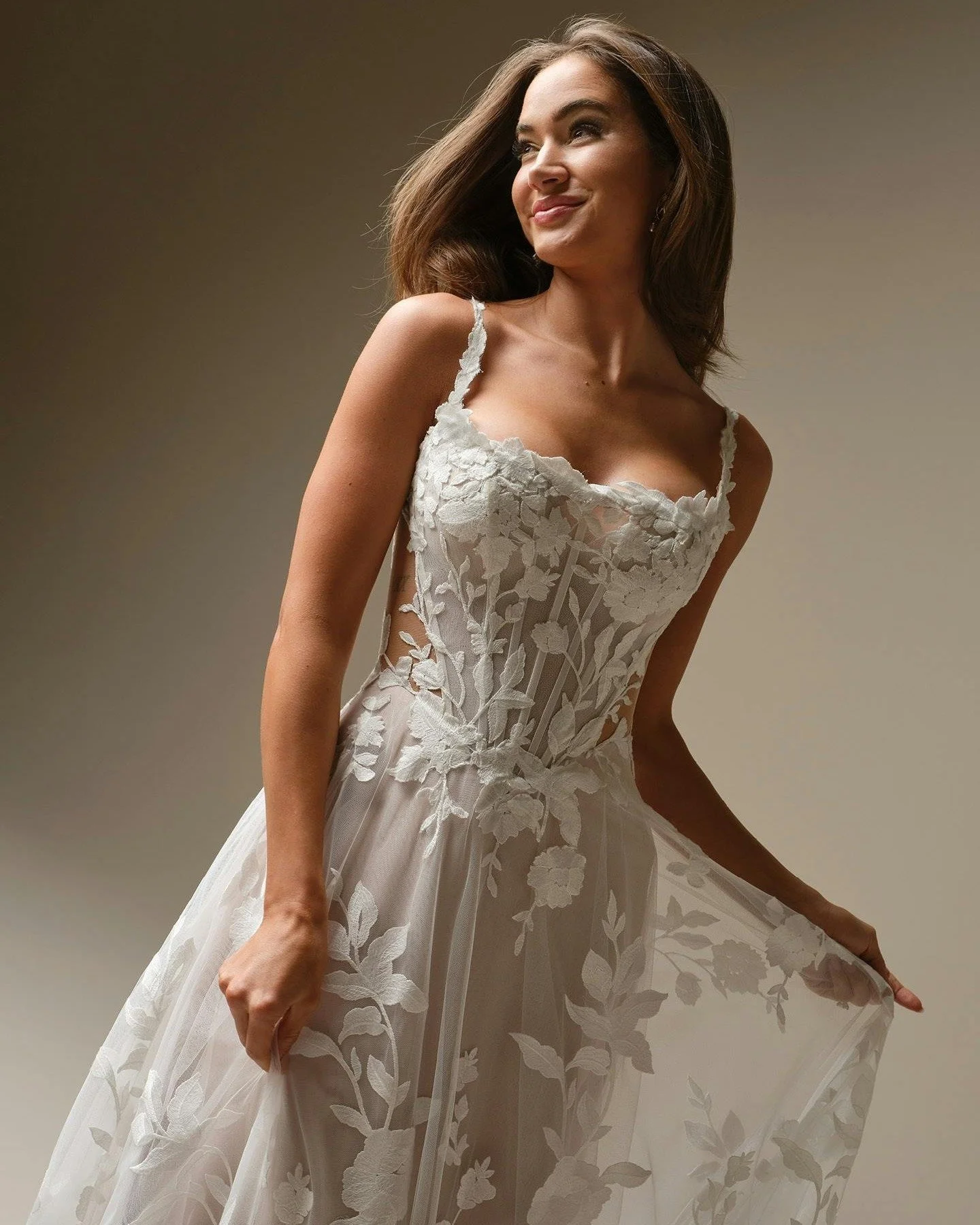 N A T A L I E &bull; M A R I E  by Maggie Sottero 🤍🤍🤍
...
Meet the garden wedding dress of your dream, Natalie Marie!!! This A-line plunging neckline floral lace wedding dress delights with delicately unembellished straps and gorgeous bodice detai