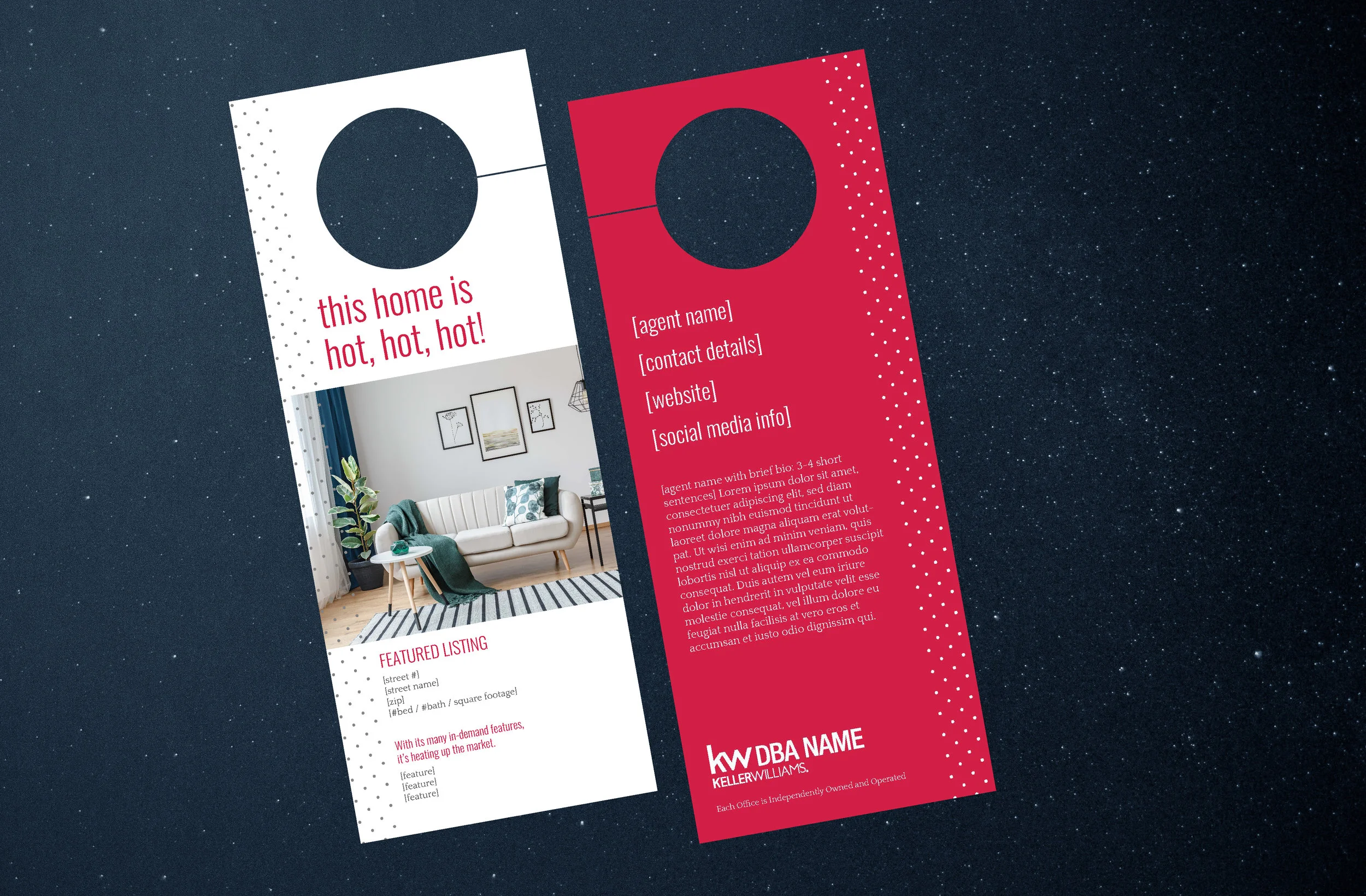 Pre-designed door hangers for agents to customize
