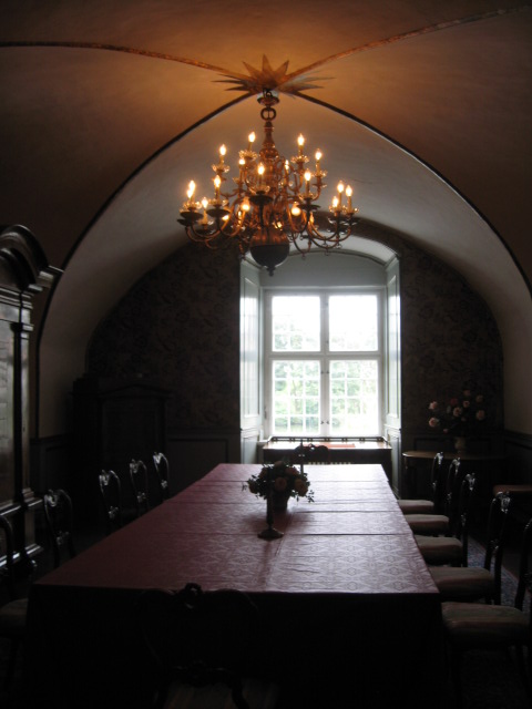 the dome like ceiling was characteristic of the time period. a type of cheese, calk and egg white were used to make it!