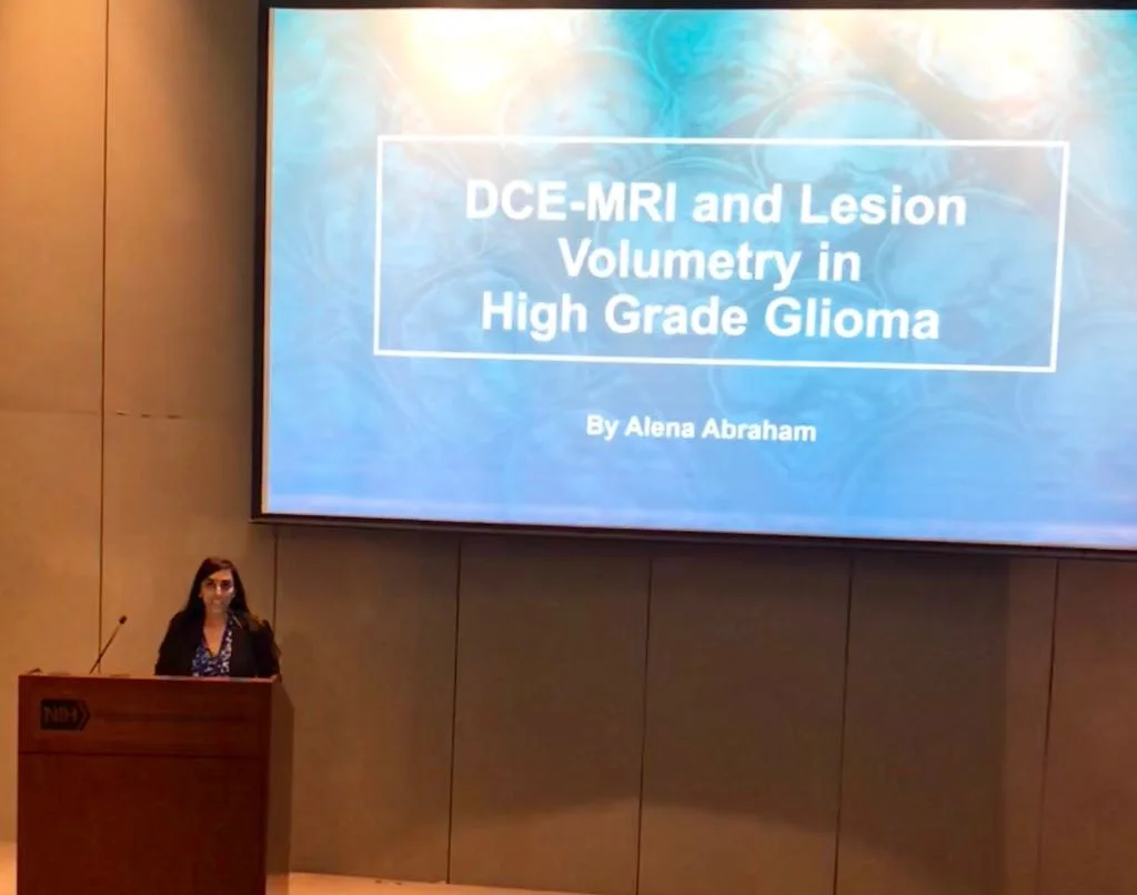 Alena Abraham (former student and mentee currently attending university in Maryland, USA) presenting research