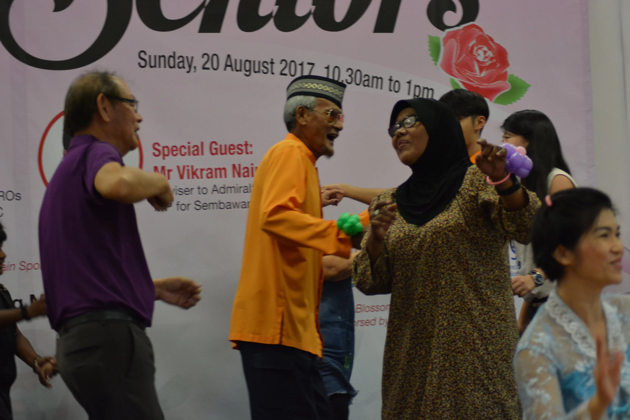 A luncheon specially prepared for invited elderly of varied races and religion.