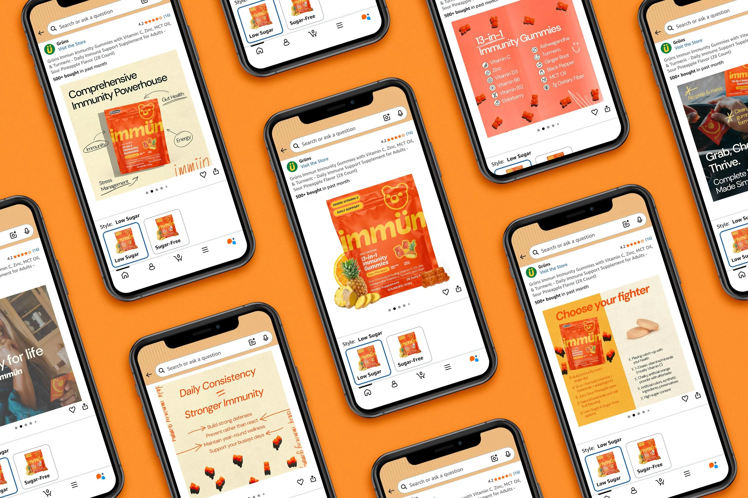 Amazon product images for Immün & Üsnacks products.