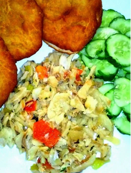 Caribbean Breakfast with Fried Salted Fish