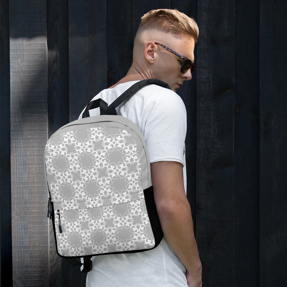 Eightfold-flower-heart-pattern-style-2,-White-on-Grey-and-Black-Backpack_mockup_Front_Mens-Lifestyle_White.jpg