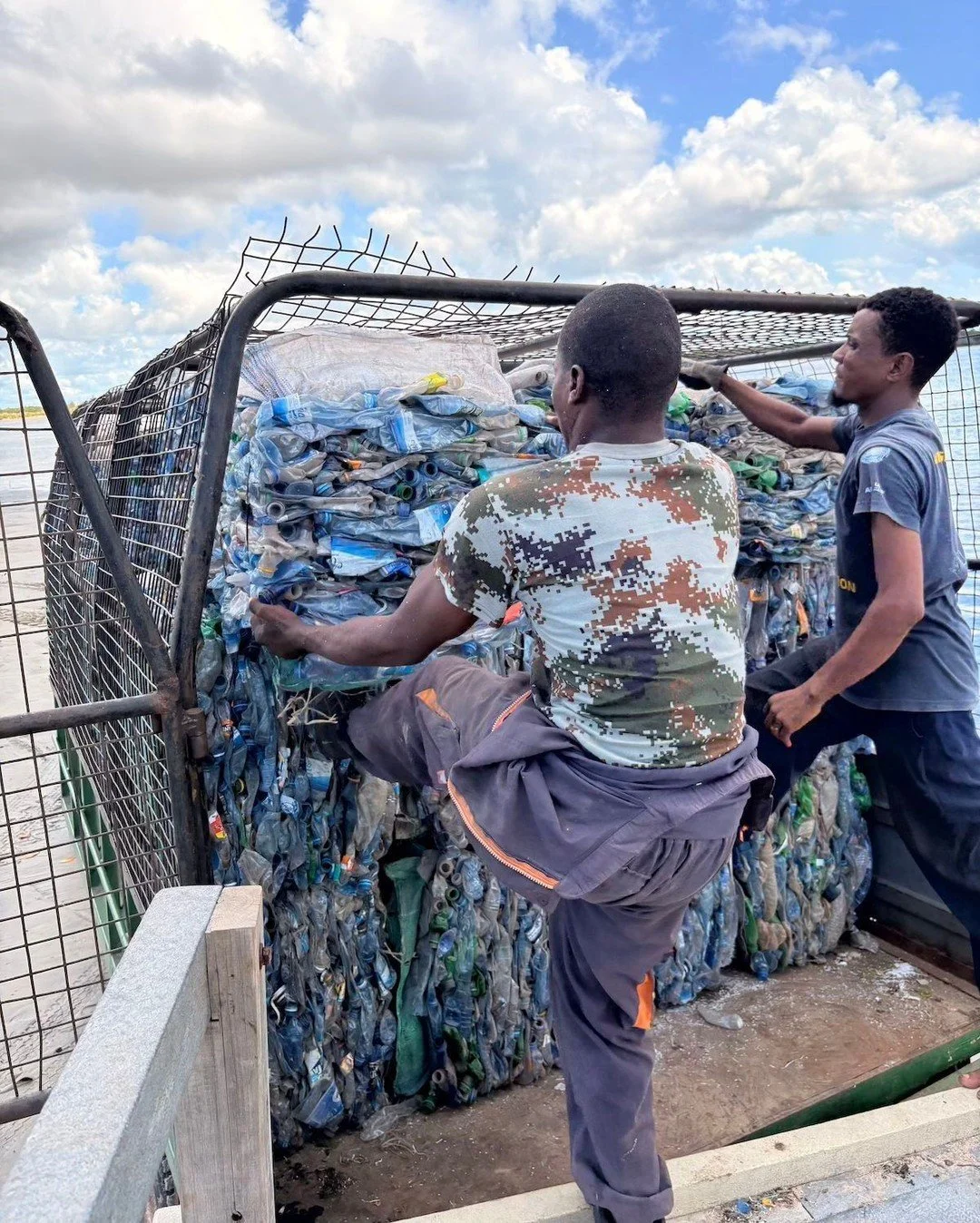Plastic bottles (PET) is one of the most common plastics we collect across the Lamu archipelago and one of the hardest to deal with. 

Because PET is unstable under heat and requires specialist processing beyond our current capabilities we can't recy