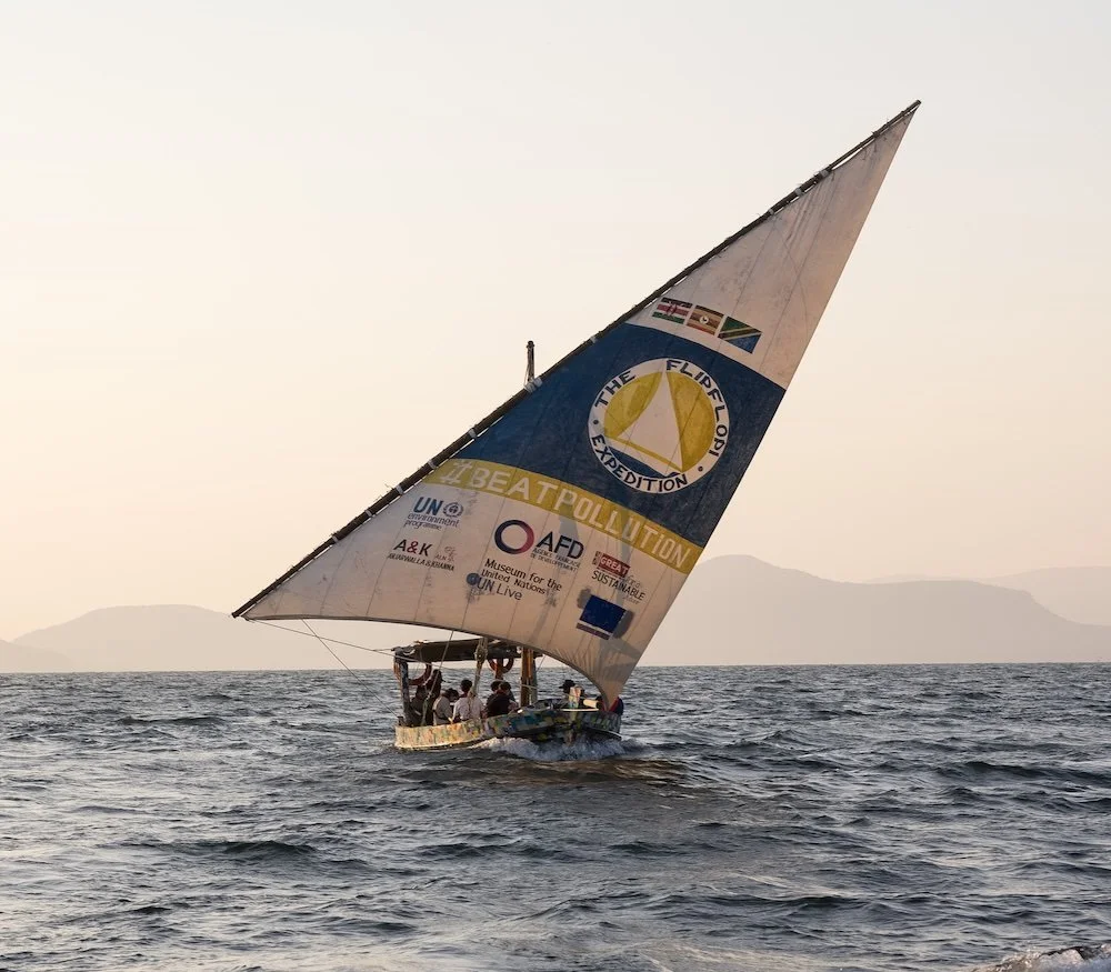 Flipflopi Ndogo sailing on Lake Victoria at sunset