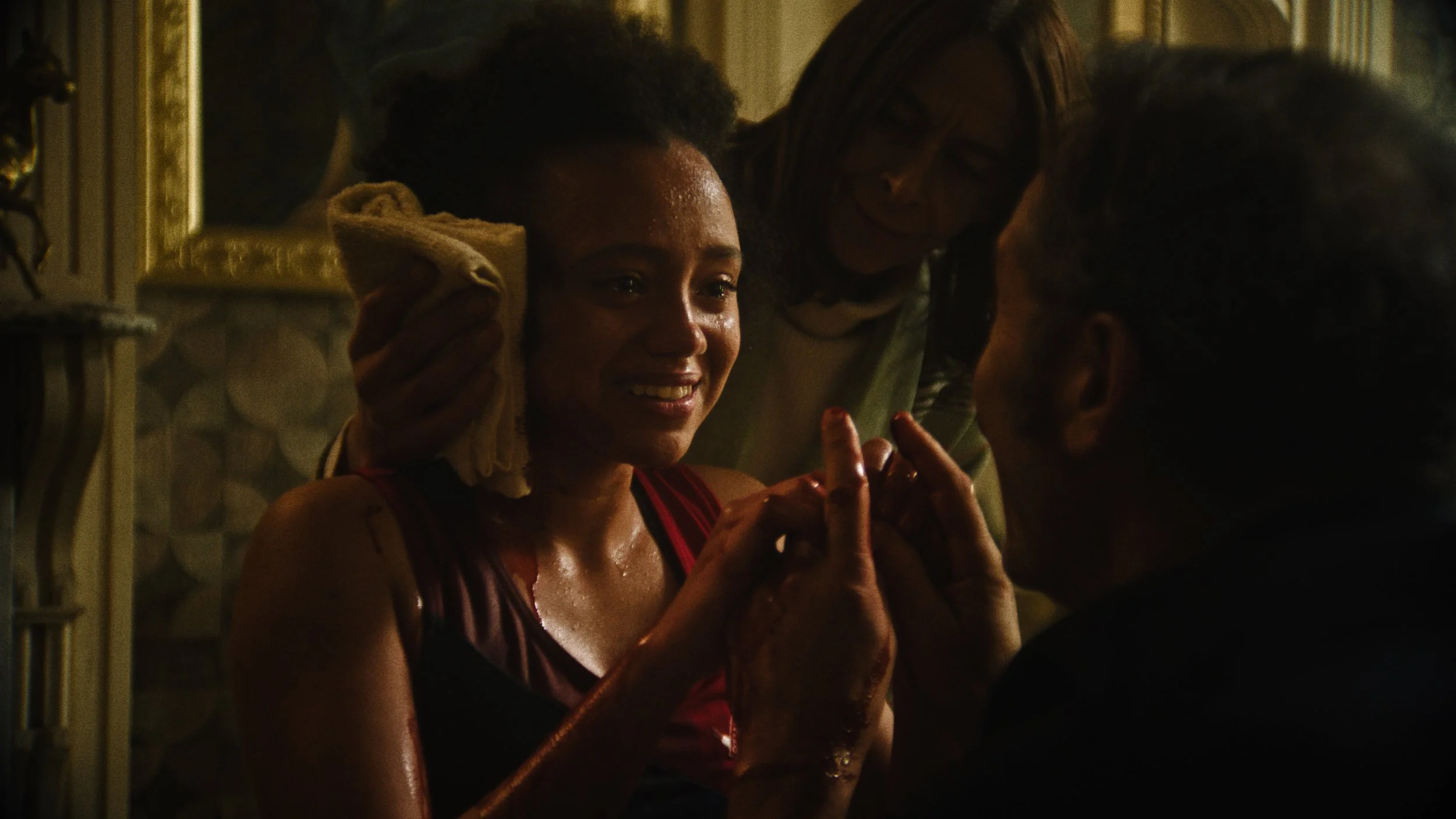 India Brown (JOSEPHINA), Kate Dickie (FARAH), Jason Isaacs (JOSEPH), © 2025 Cat People