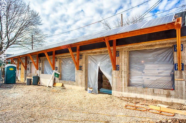 Formerly a garage, the Adams Street Office is receiving a "virgin-foam-free" deep-energy retrofit. The office is modeled to meet PHIUS+2015 and is substantially net positive. It will be the office for Auburndale Builders in Newton, MA, a remarkable team of dedicated and talented builders, who were also responsible for the Wayland Passive House. The office PV array surplus generation will serve the adjacent home in addition to the office energy demands.