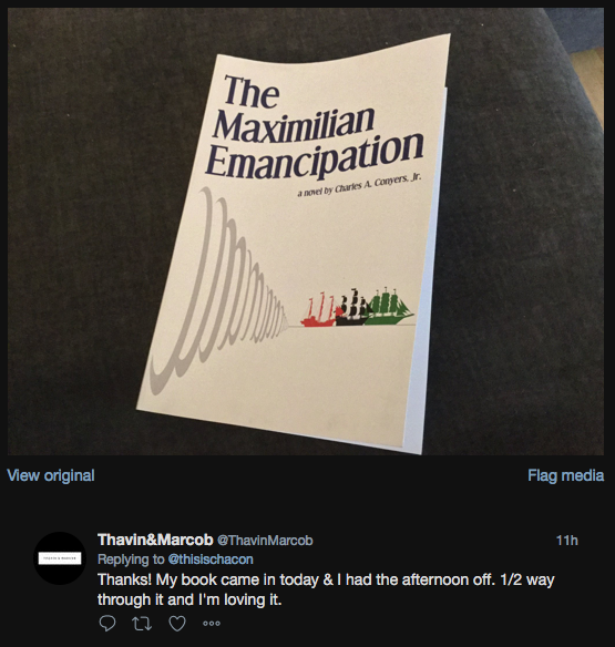 Raquel read The Maximilian Emancipation in 2 days!
