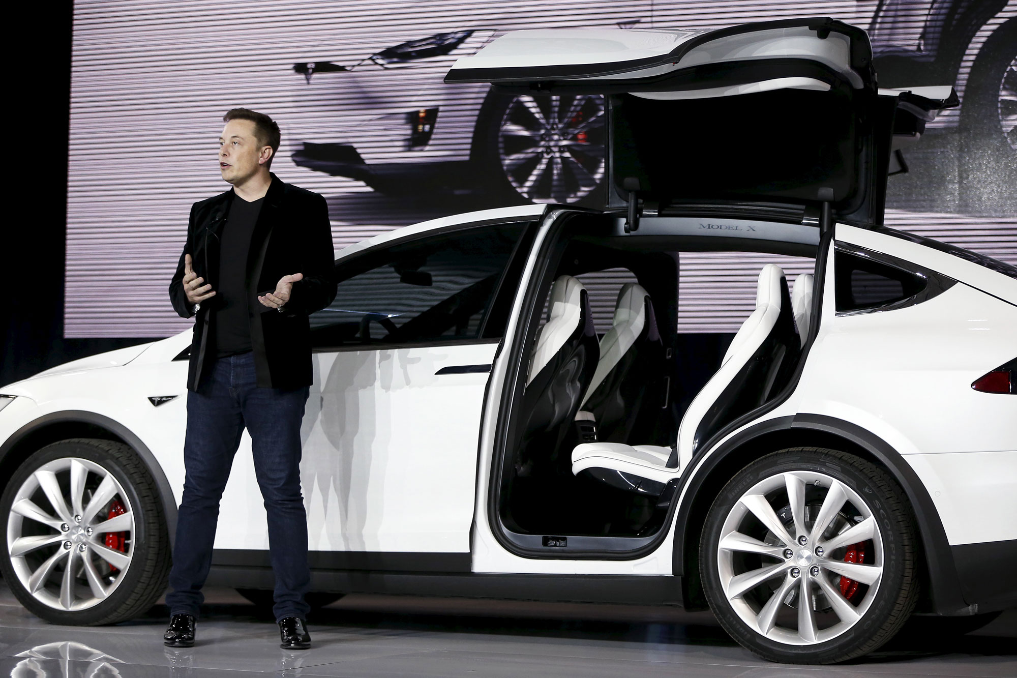 Tesla CEO unveiling the coveted Model X. Photo Credit: CNBC