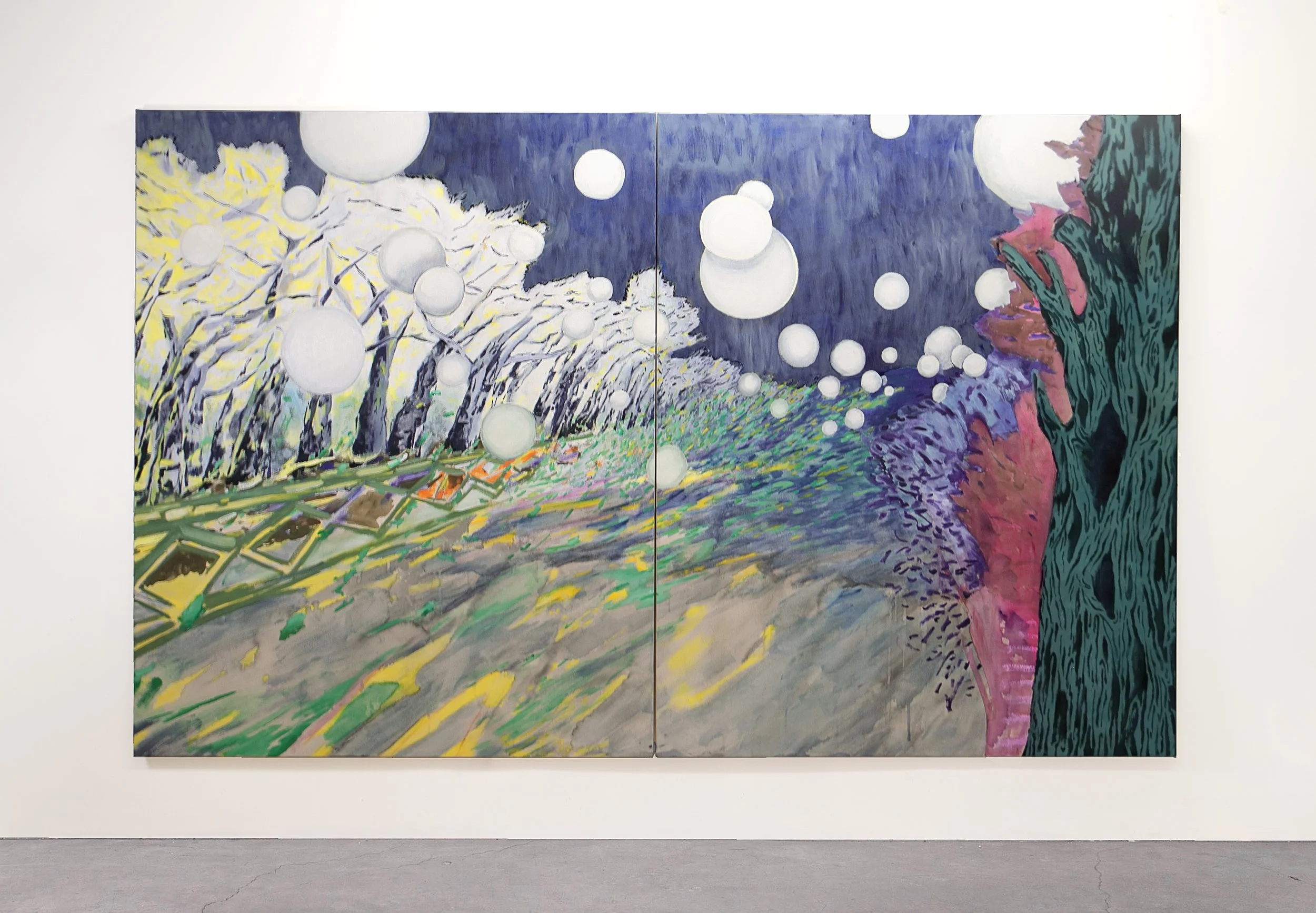 Valiasr St. , Mixed Media on Canvas (Diptych), 160 x 260 cm, 2023