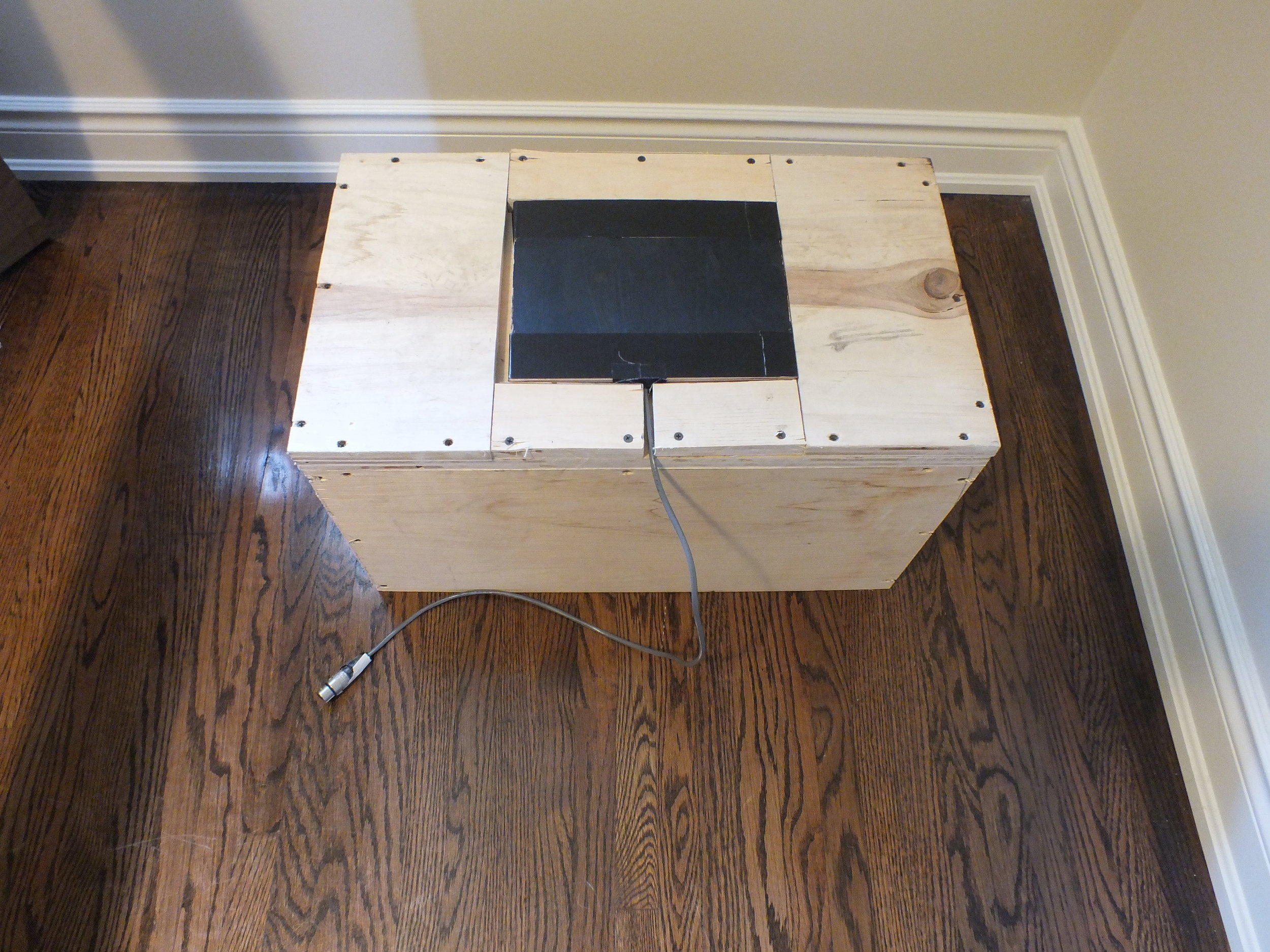 After the sensor was expanded, I needed to create a raised surface for the soprano to stand upon that would be both sturdy, and have a snug fitting space for the sensor to ensure that it would not move around on the performer.