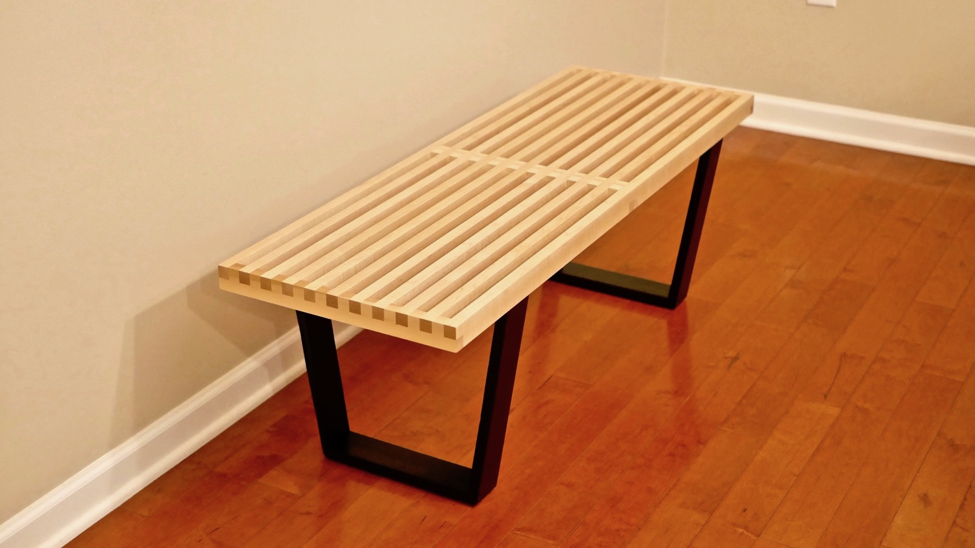 How To Build A DIY Mid-Century Modern Slatted Bench
