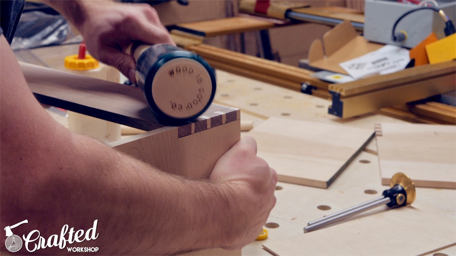 assembling hand cut dovetail joint