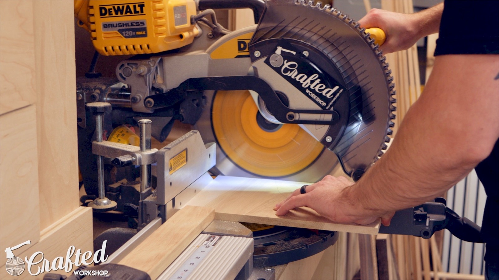 cutting maple on a dewalt flexvolt miter saw