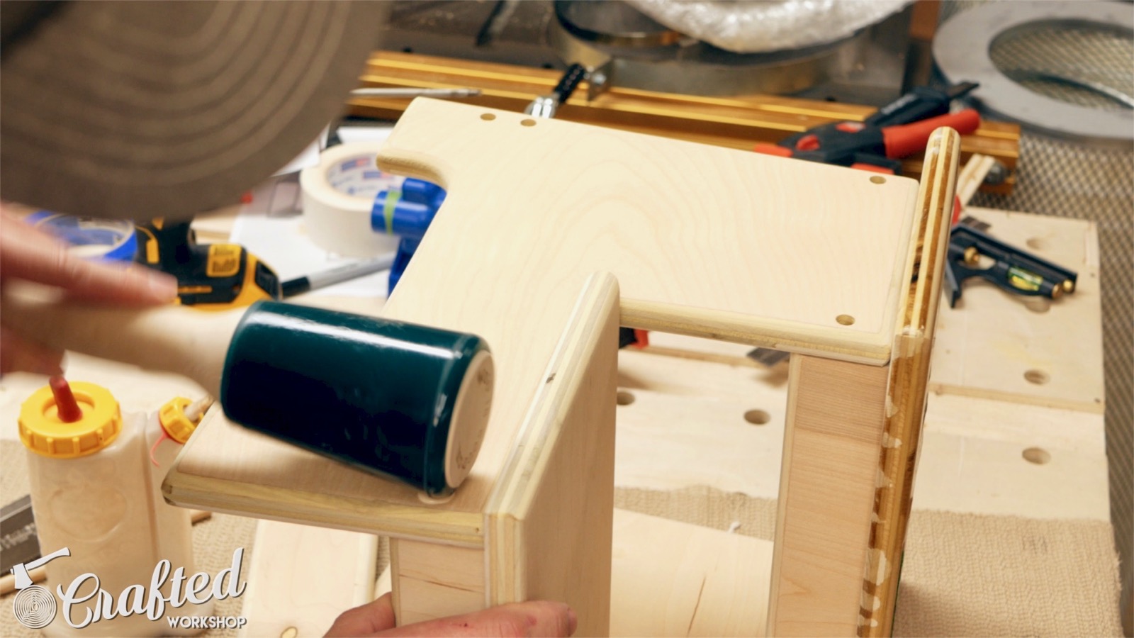 pounding in oak dowels using rubber mallet