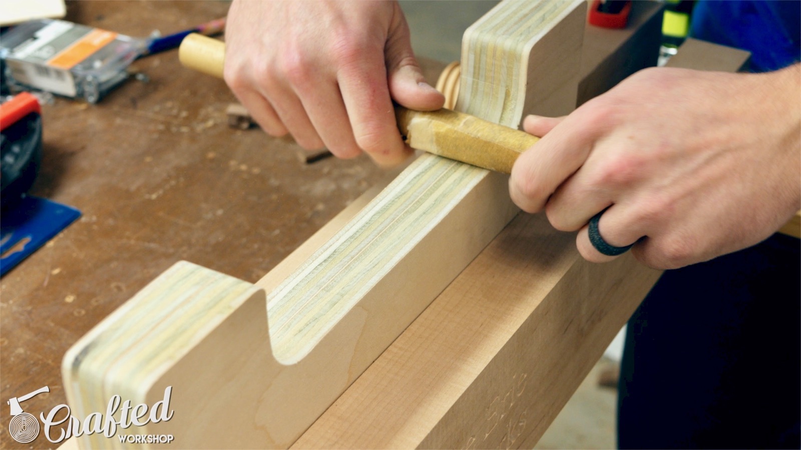 sanding inside curves using sandpaper and dowel