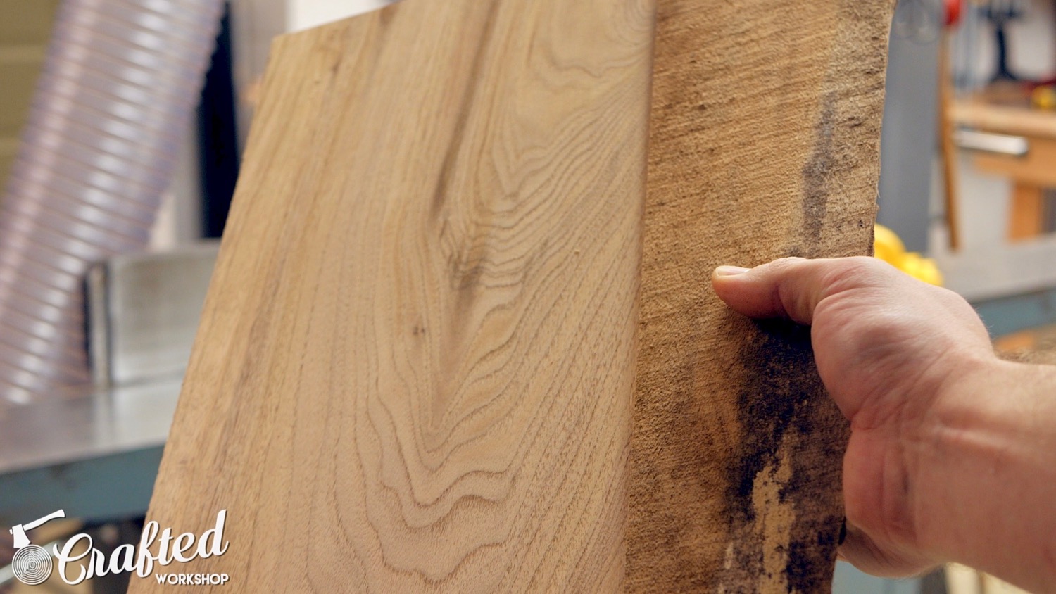 flattened live edge slab with ridge from jointer