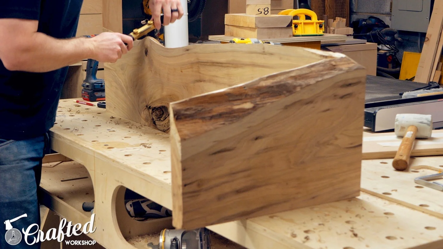 shaping live edge slab table with hnt gordon spokeshave