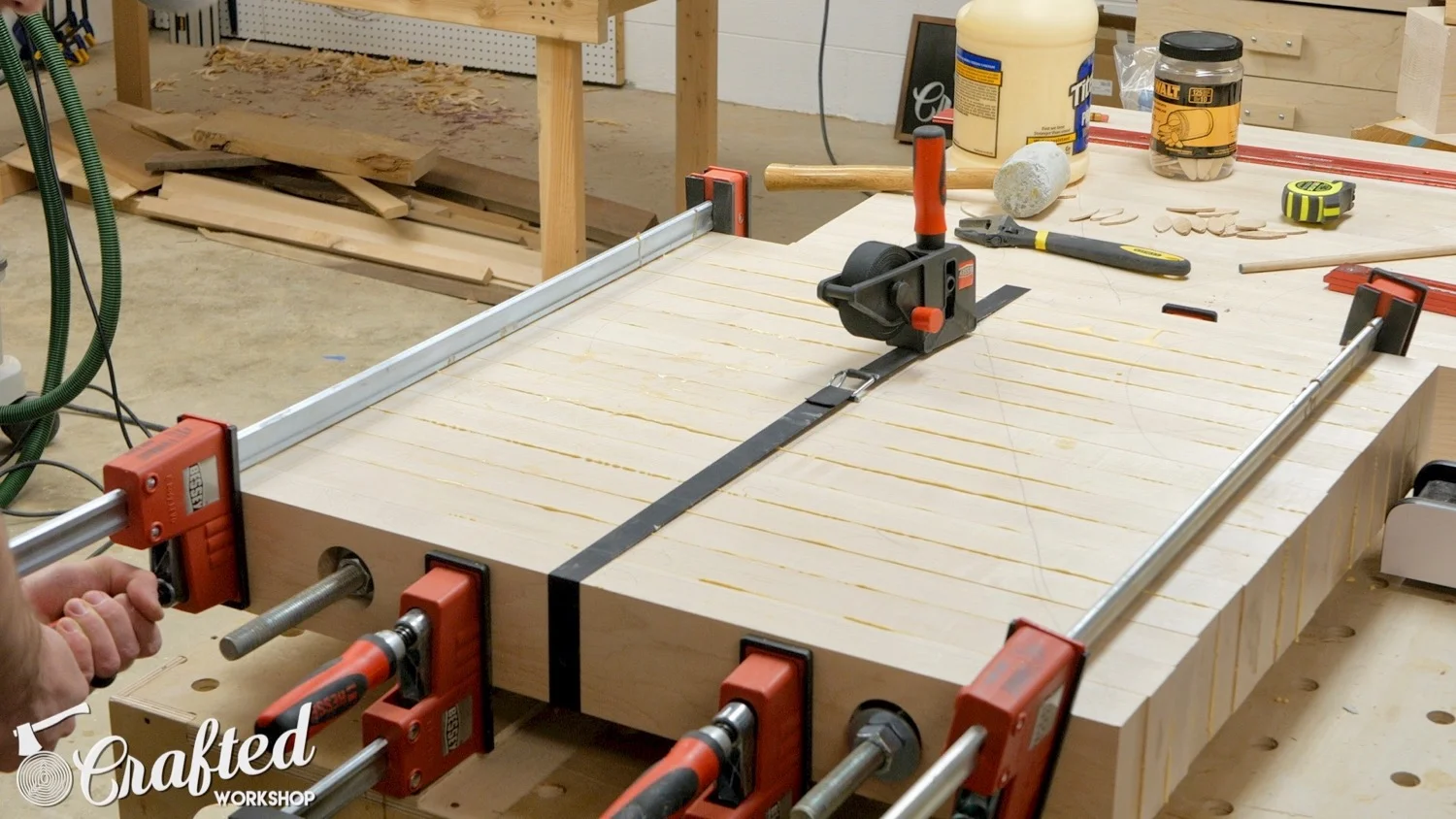 clamping hard maple with bessey parallel k body revo bar clamps